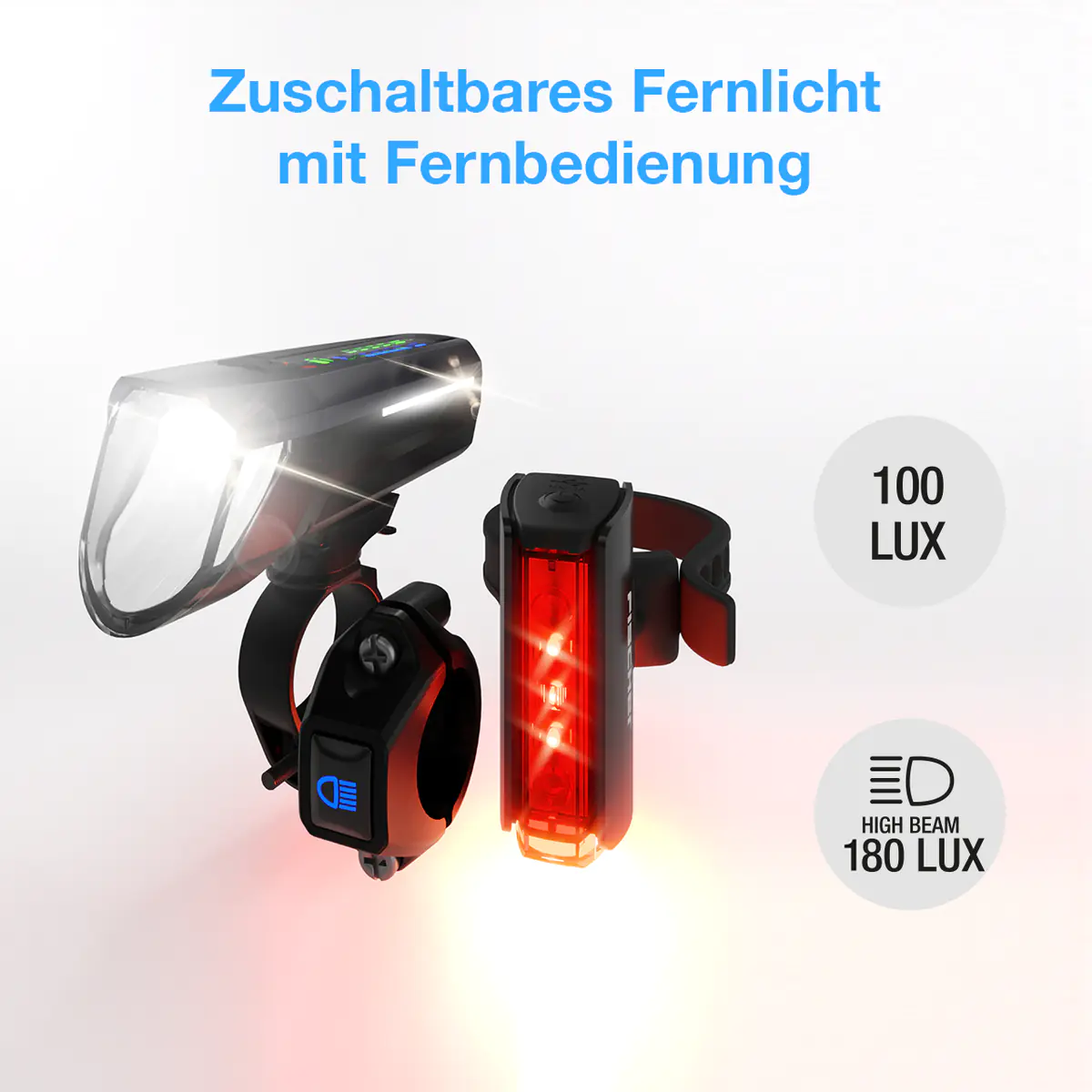 Fischer LED Akku Beleuchtungsset mit Fernlicht, Bodenbeleuchtung und Stopplicht