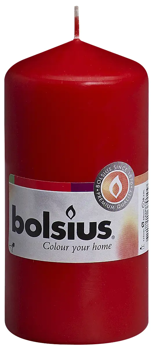 Bolsius Stumpenkerze rot, Höhe 12 cm, Ø 5,8 cm