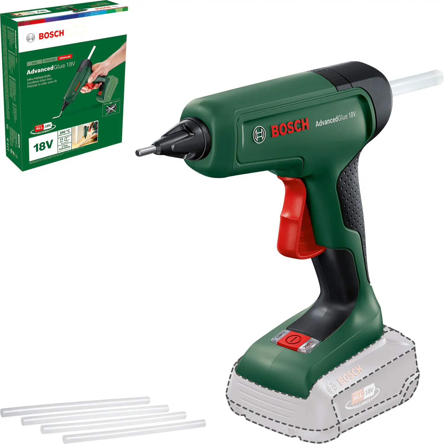 Bosch Akku-Heißklebepistole, AdvancedGlue 18 V Solo Bosch Akku-Heißklebepistole, AdvancedGlue 18 V Solo