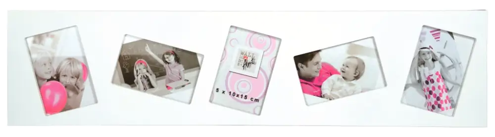 Bilderrahmen Multishot 5 Fotos, weiß, 20 x 80 cm