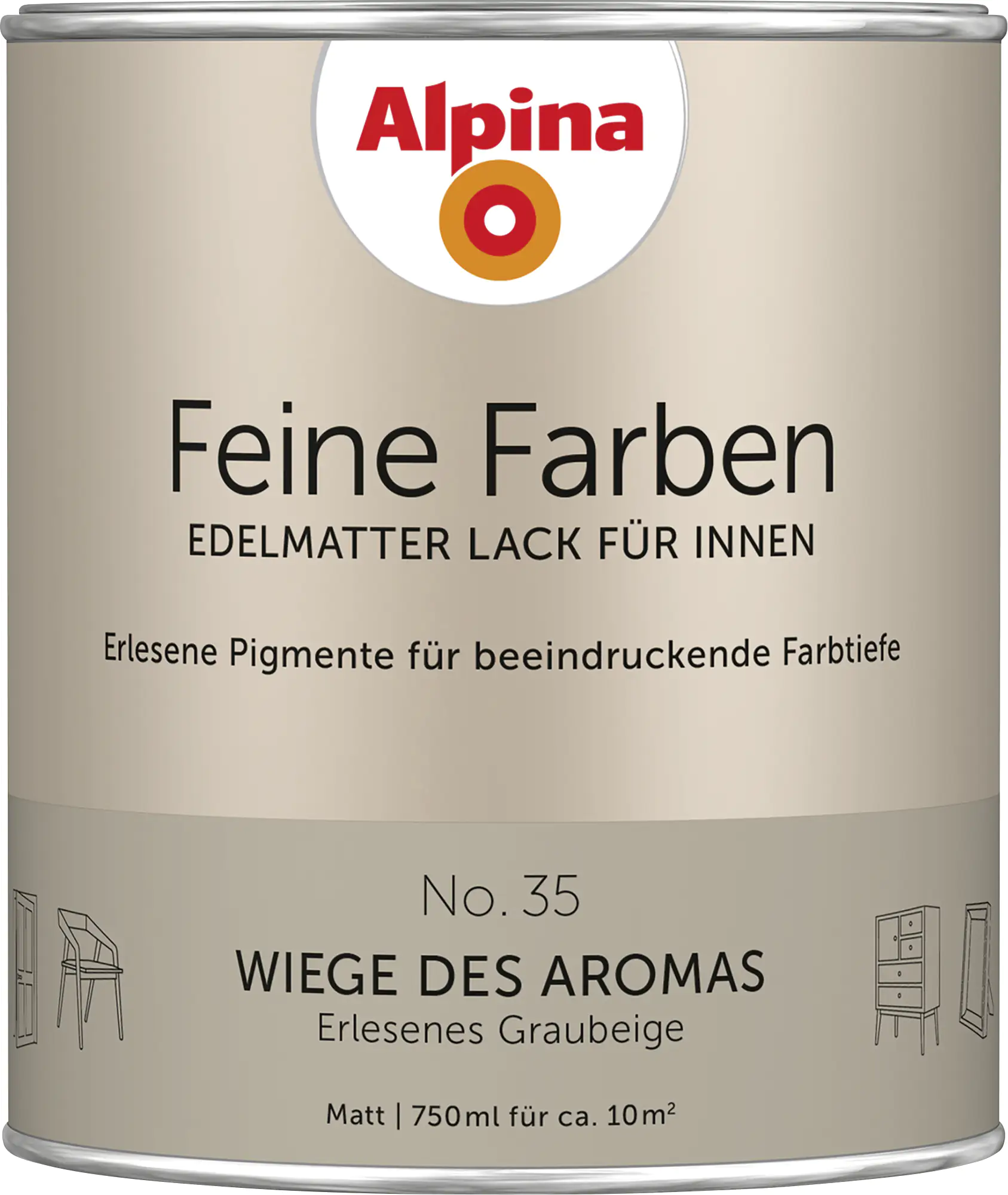 Alpina Feine Farben Lack No. 35 Wiege des Aromas  graubeige edelmatt 750 ml Alpina Feine Farben Lack No. 35 Wiege des Aromas  graubeige edelmatt 750 ml