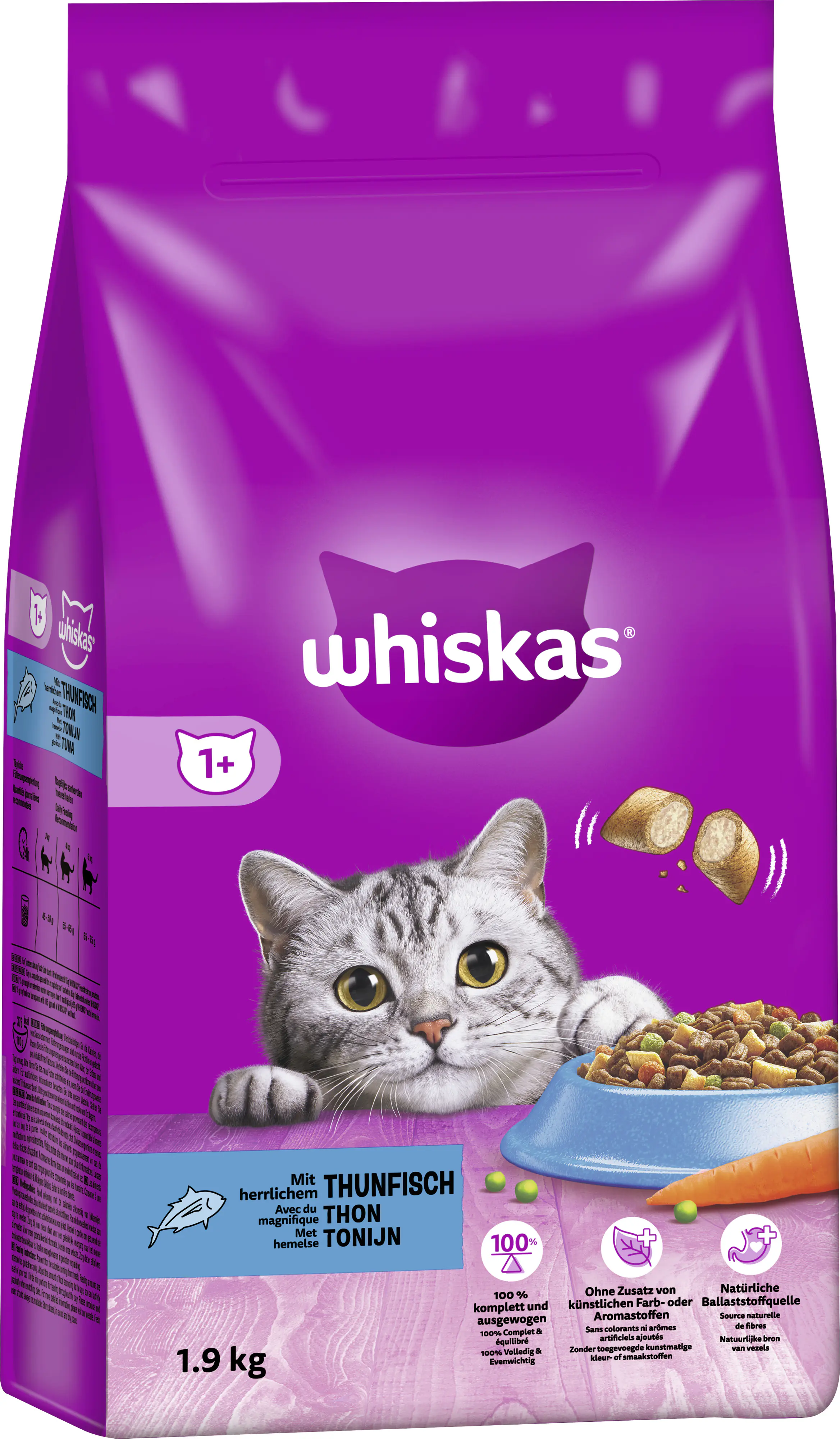 Whiskas Trockenfutter Adult 1+ mit Thunfisch 1,9 kg