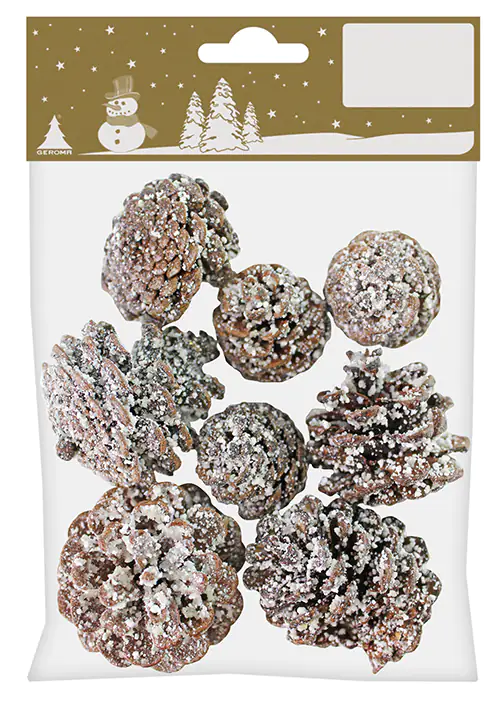 Deko Zapfen 3,5 cmmit Schnee beflockt, 50 Gramm