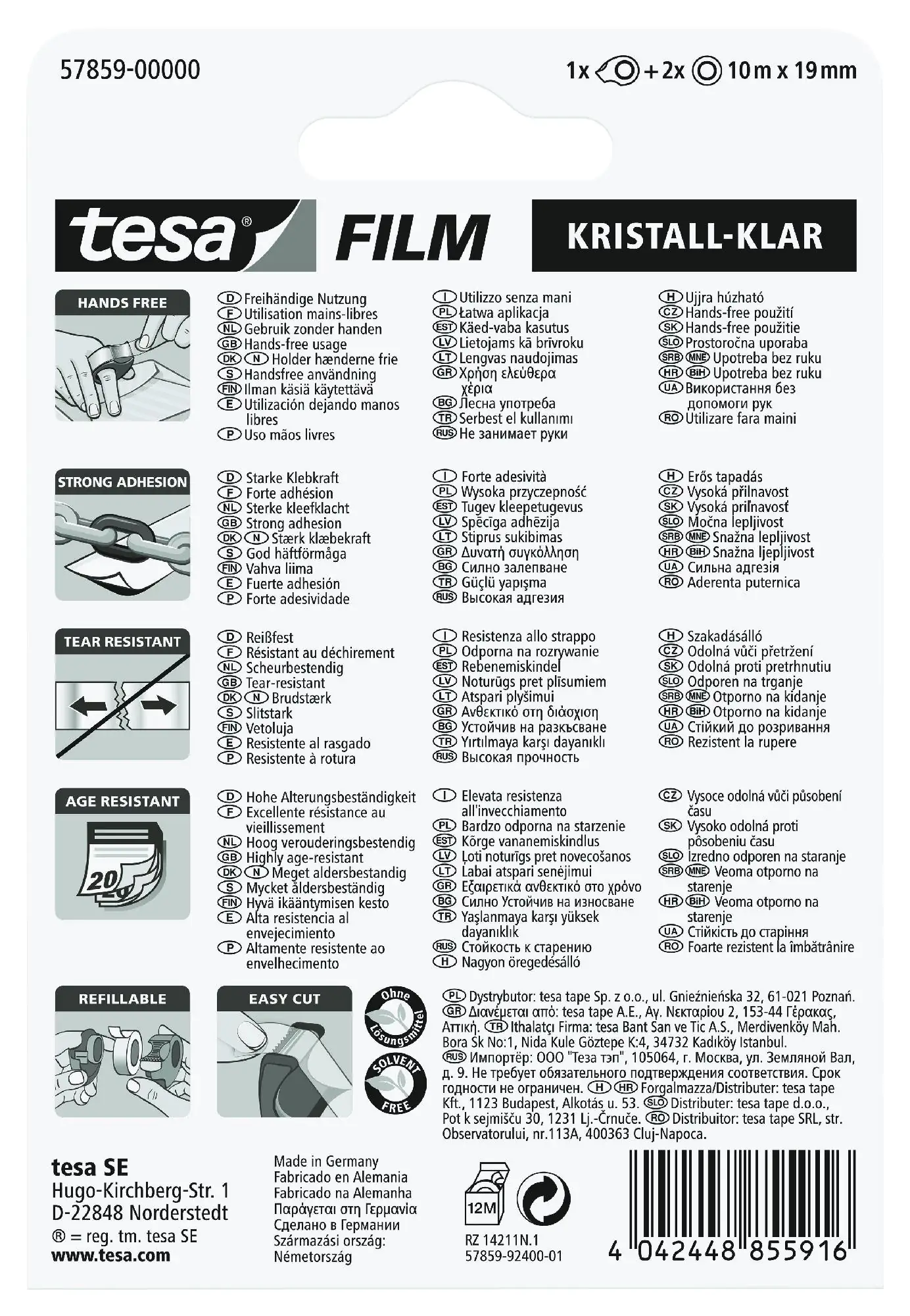 tesa Film + Mini Abroller 10 m x 19 mm, rot-blau tesa Film + Mini Abroller 10 m x 19 mm, rot-blau