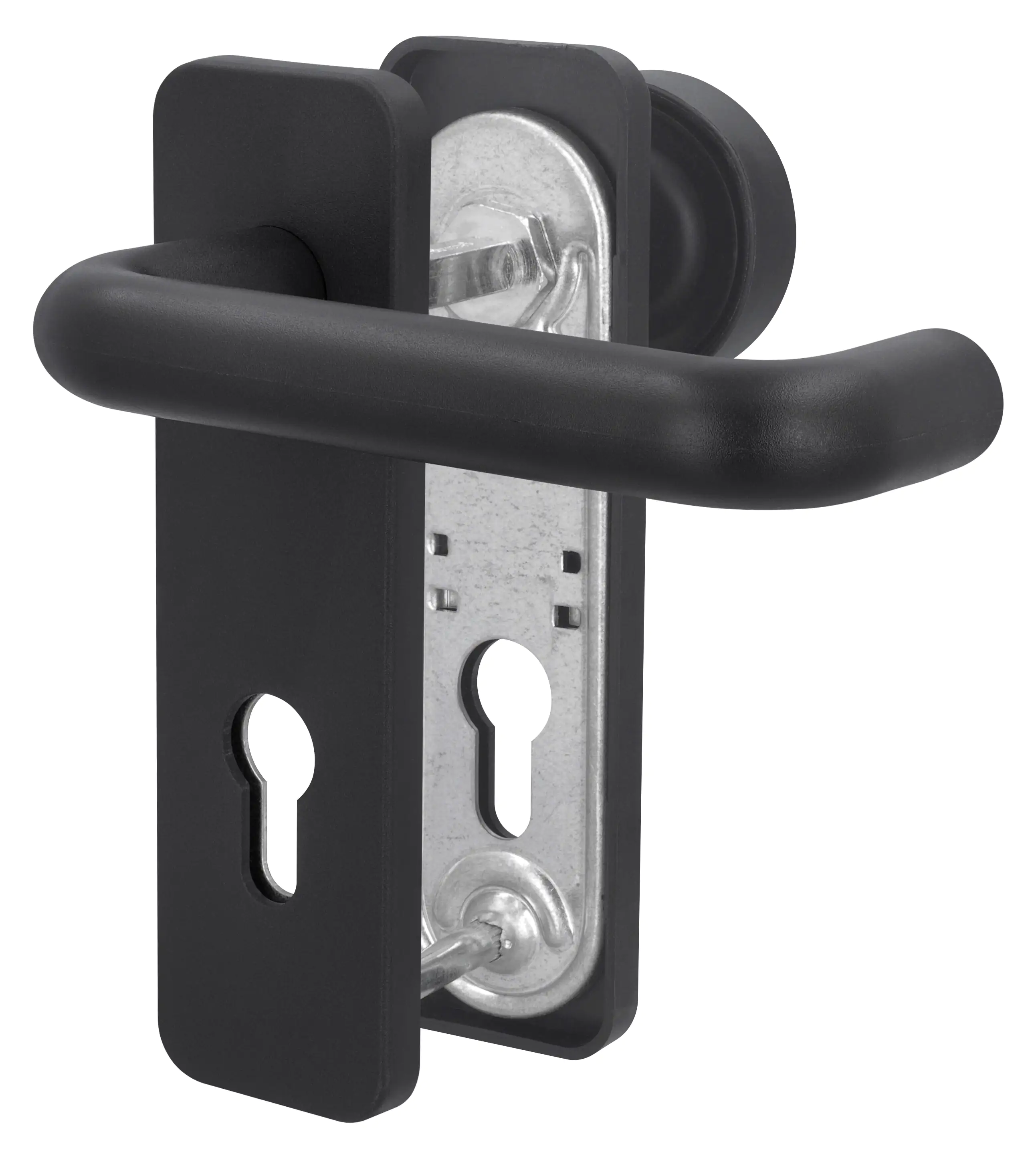 Alpertec Feuerschutzgarnitur Drücker/Knopf Kunststoff schwarz eckig