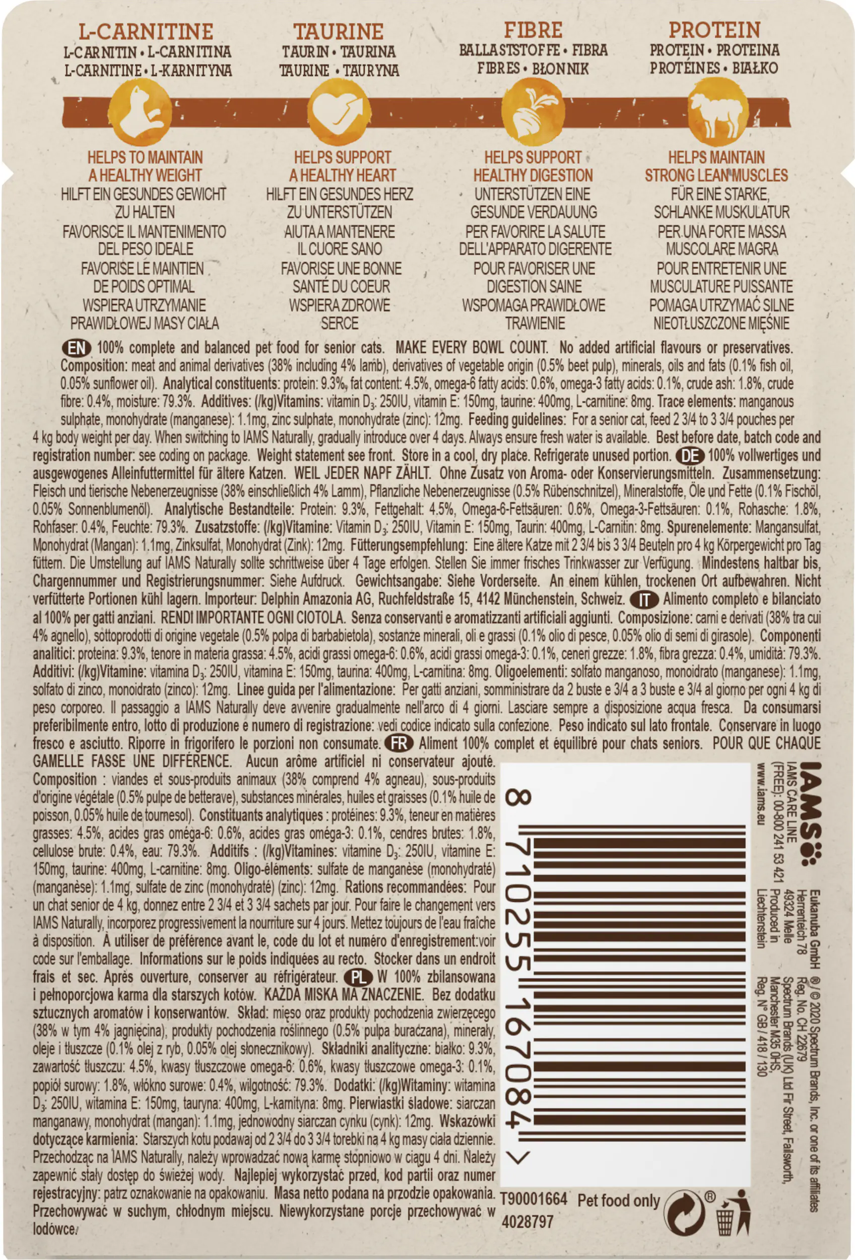 IAMS Naturally Katze Senior Lamm 85g 85g