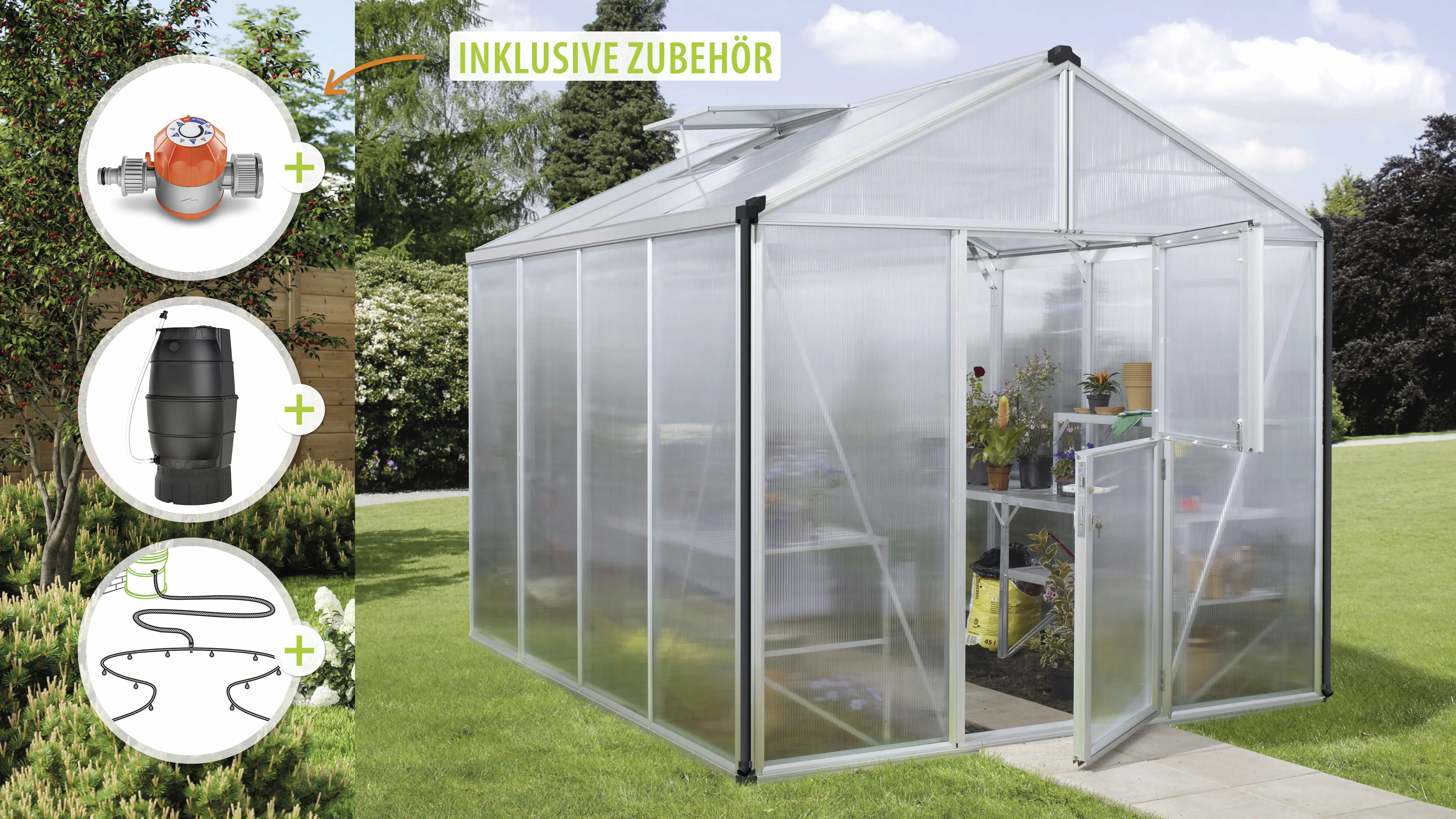 Vitavia Gewächshaus-Set Zeus 8100 HKP 10 mm alu 266 x 324 cm 