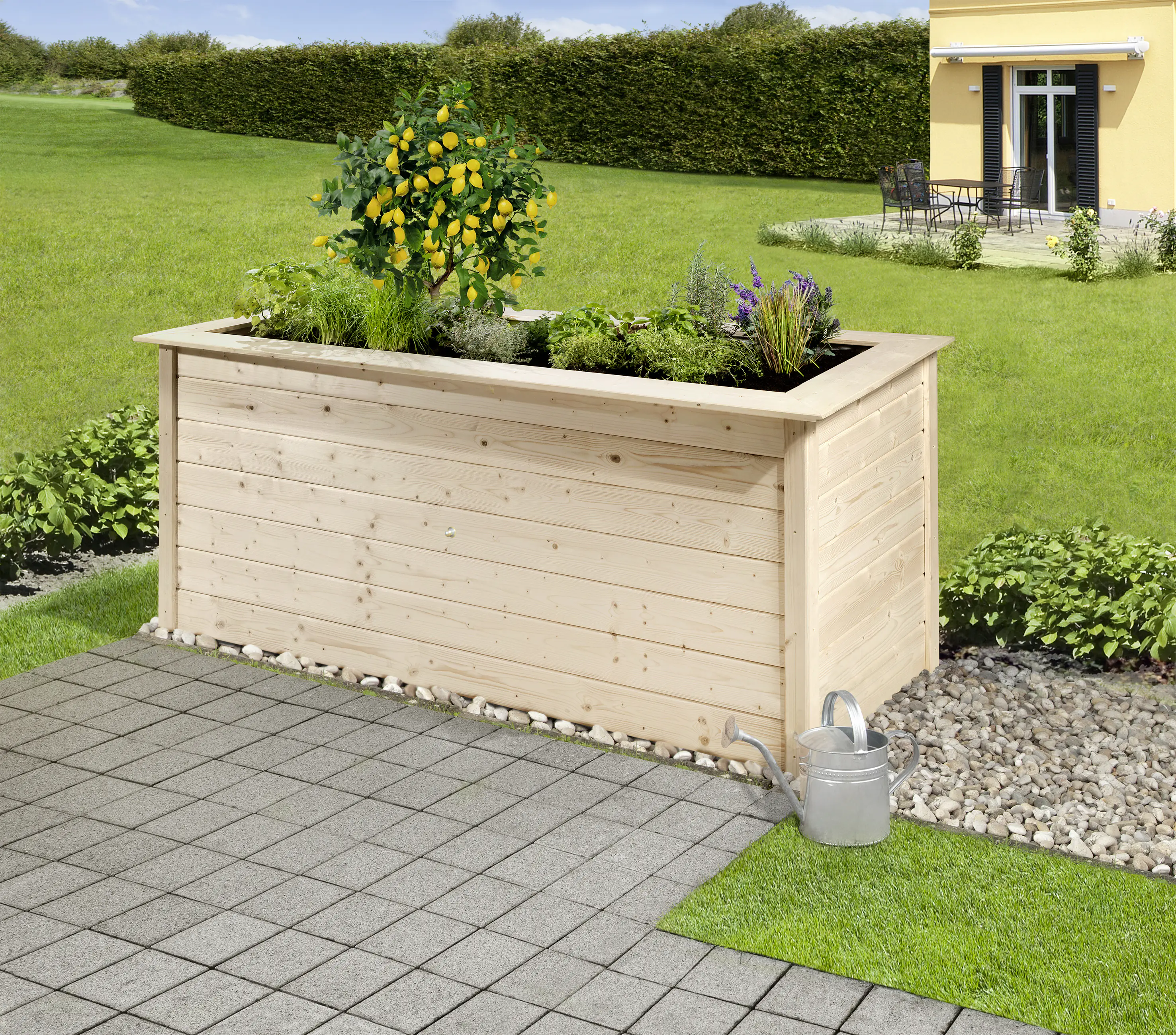 Weka Hochbeet 28 205 x 80 x 81 cm natur mit Noppenbahn, Wühlmausschutz