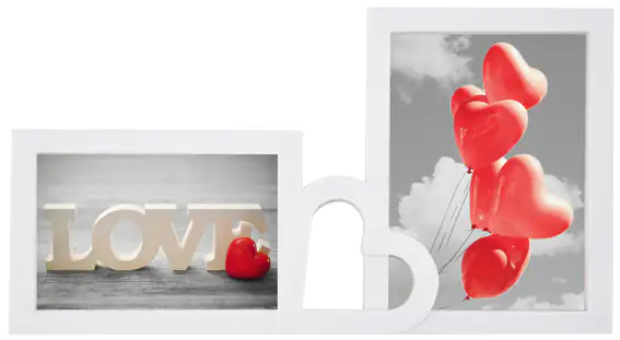4251050534618 Portait Bilderrahmen Multi Herz 2 Fotos, weiß, 10,5 x 15 cm, 13 x 18 cm