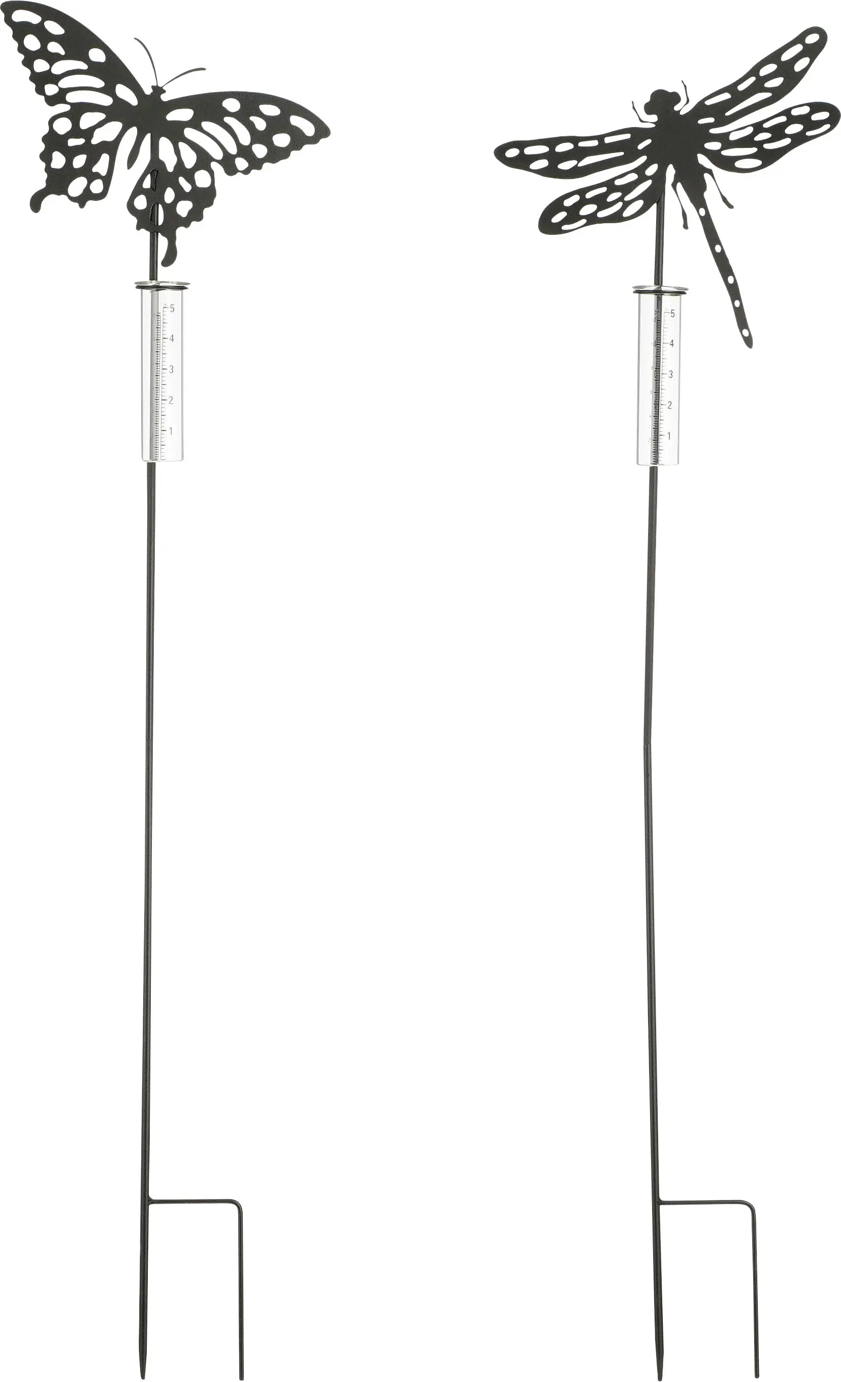 Mica Decorations Gartenstecker Regenmesser Eisen 118 cm schwarz 3-fach sortiert