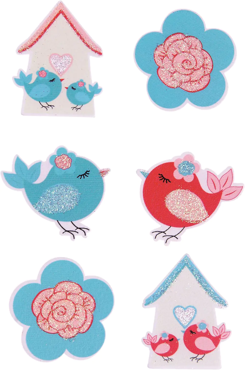 Glorex Holzsticker Vögel und Häuser 6 Stück