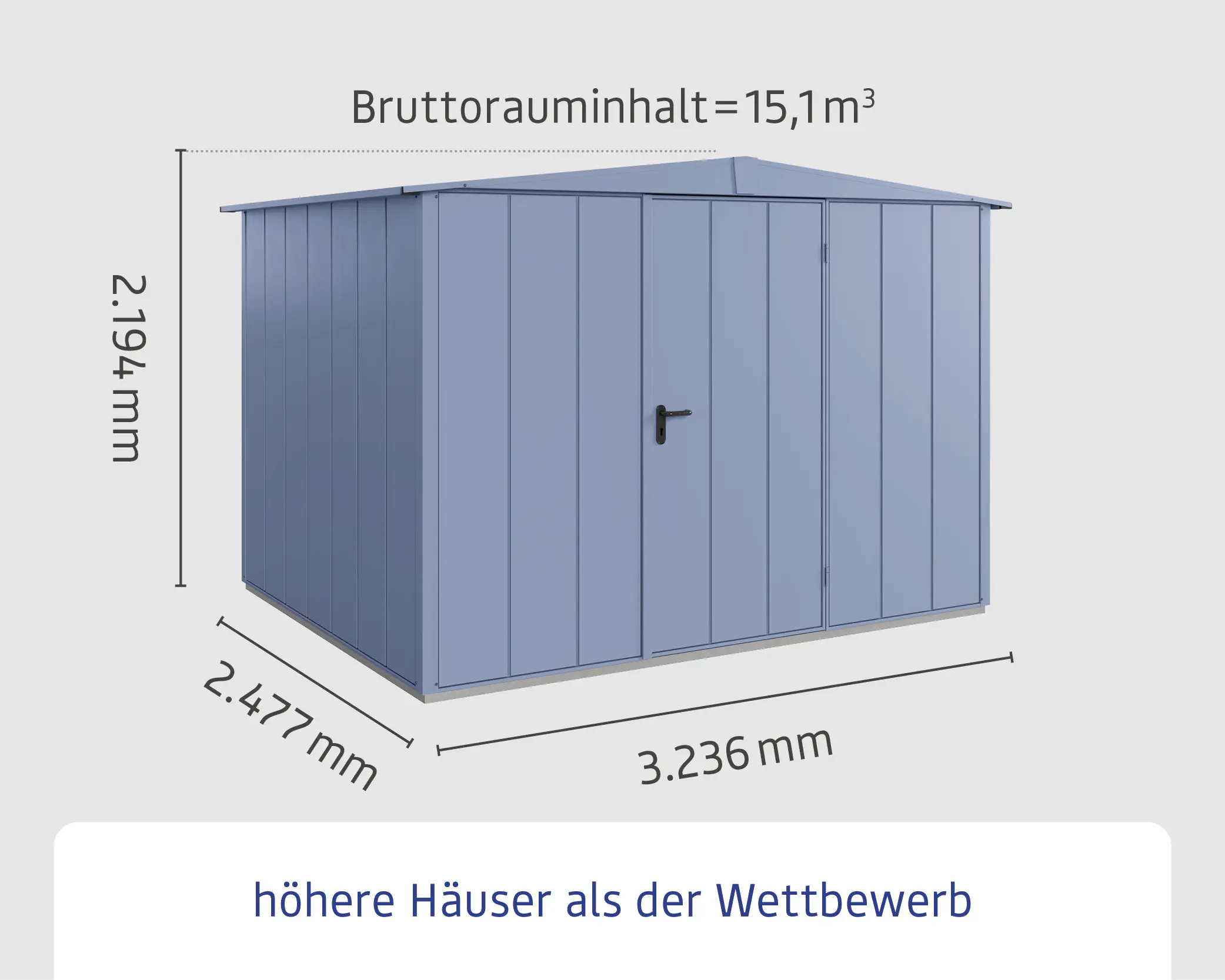 EcoStar Gerätehaus Elegant-S Typ 3 taubenblau 1 flg 323,6 x 247,7 cm