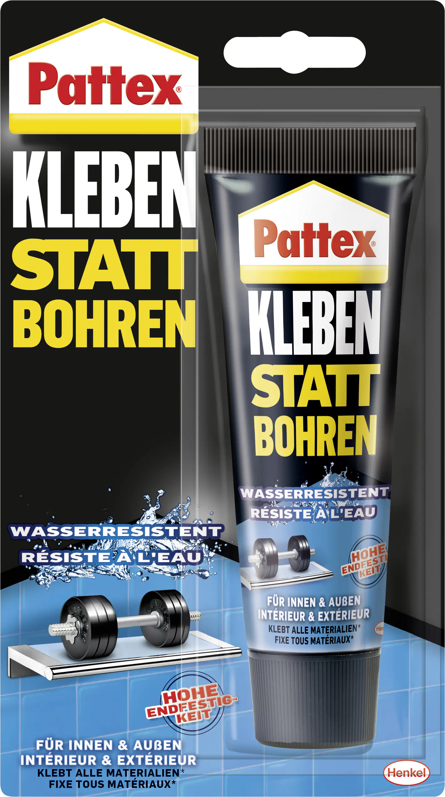 Pattex Montagekleber Kleben statt Bohren Wasserresistent 142 g Tube, weiß