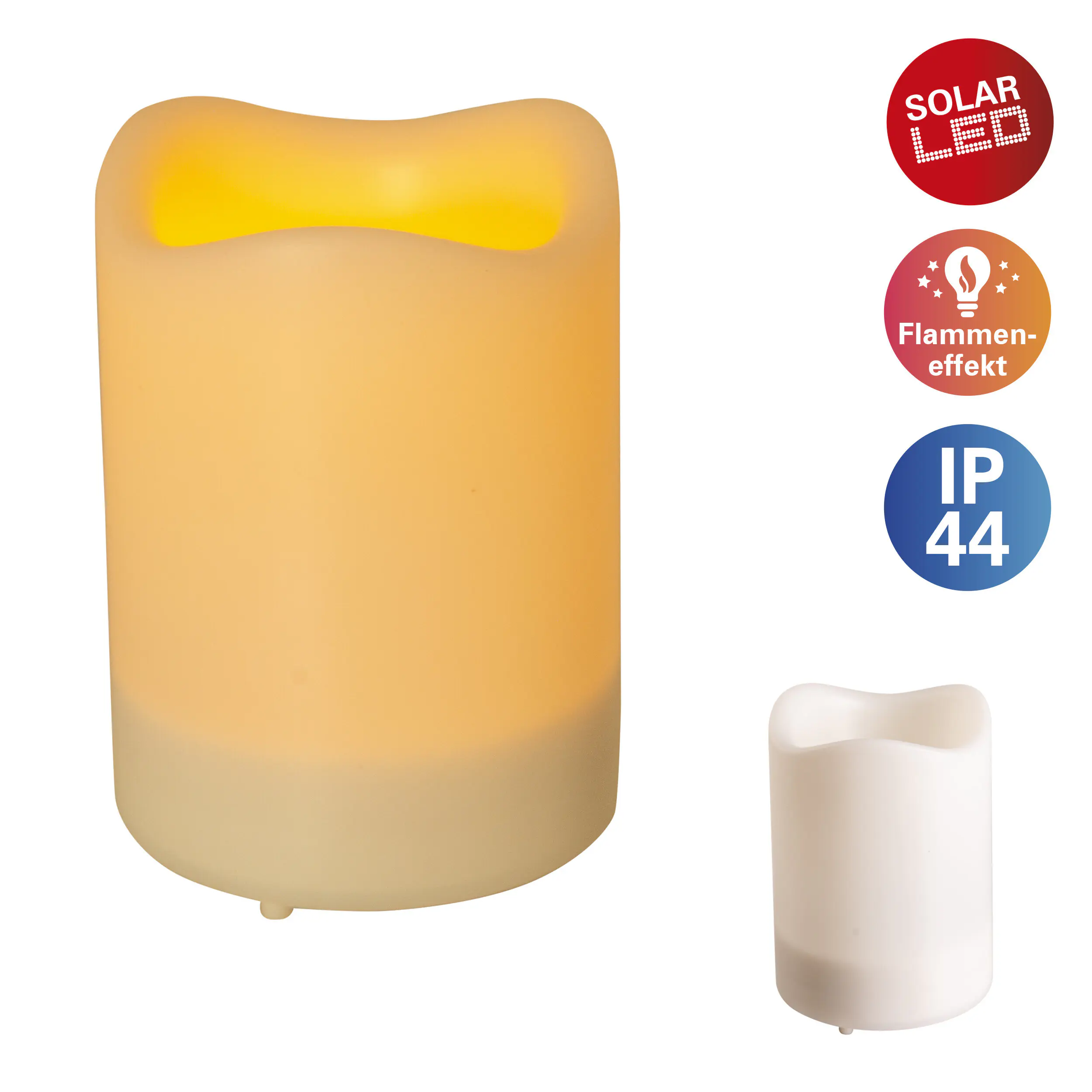 Näve LED-Kerze Solar mit Flammeneffekt 10 x 7,5 cm weiß