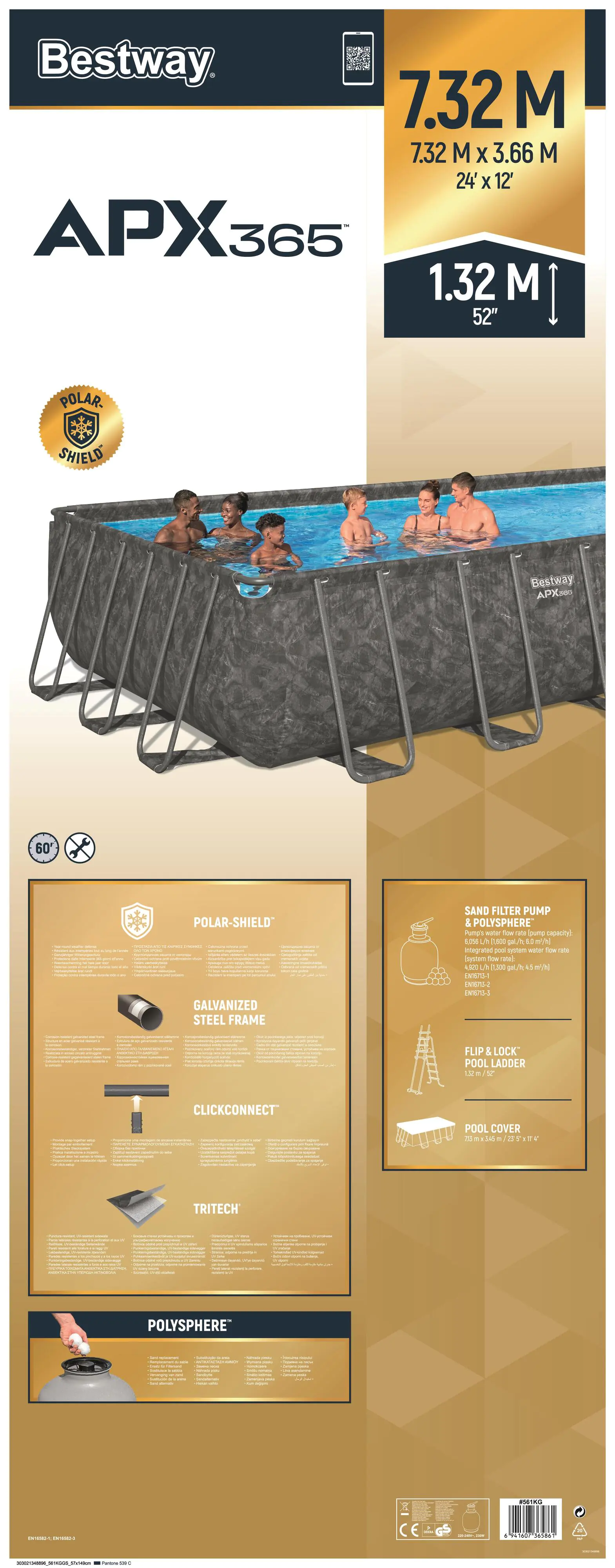 Bestway Winterfestes Frame Pool APX365 Komplett-Set mit Sandfilteranlage 732 x 366 x 132 cm marmor-optik eckig Bestway Winterfestes Frame Pool APX365 Komplett-Set mit Sandfilteranlage 732 x 366 x 132 cm marmor-optik eckig