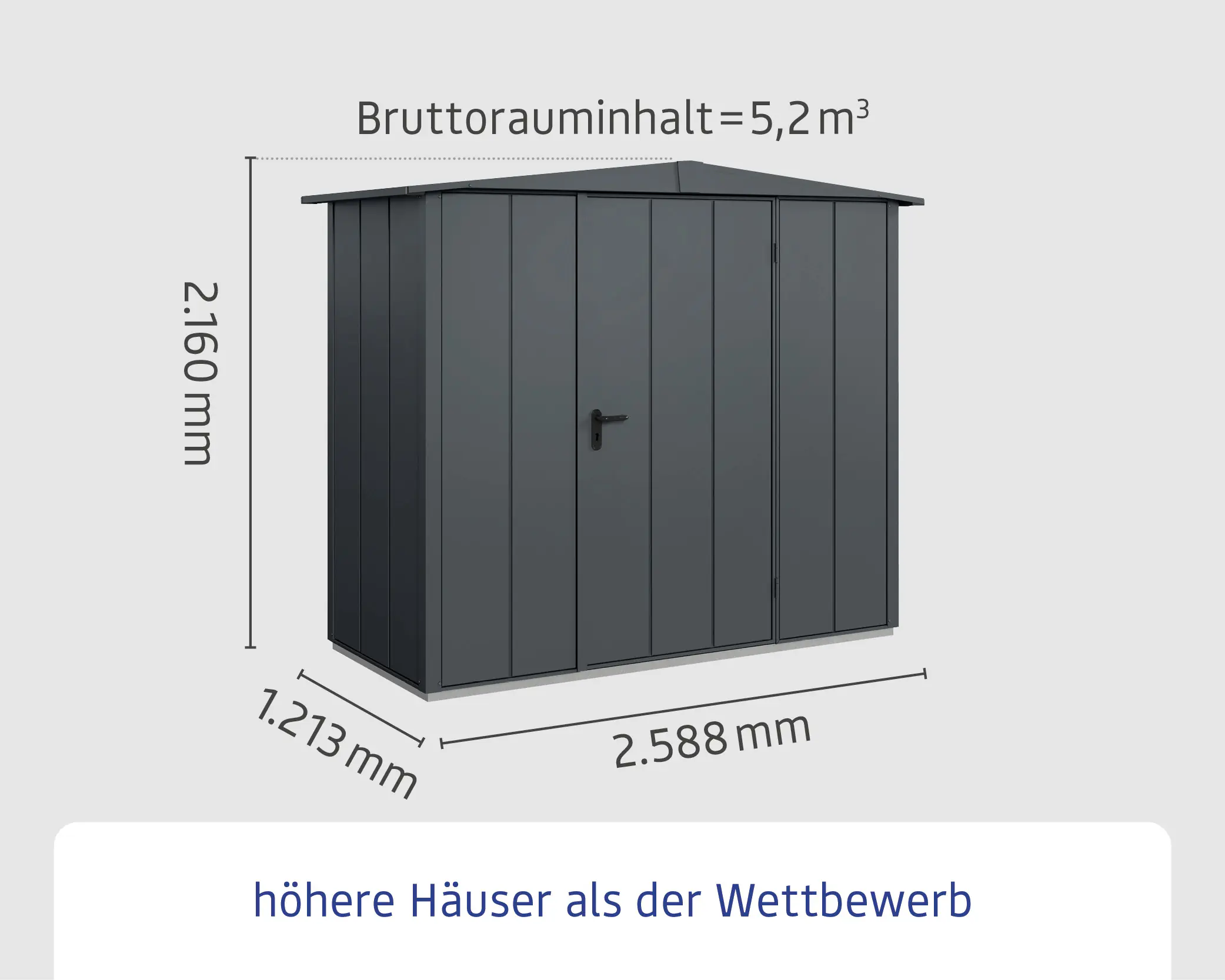 EcoStar Gerätehaus Elegant-S Typ 1 anthrazitgrau 1 flg 258,8 x 121,3 cm