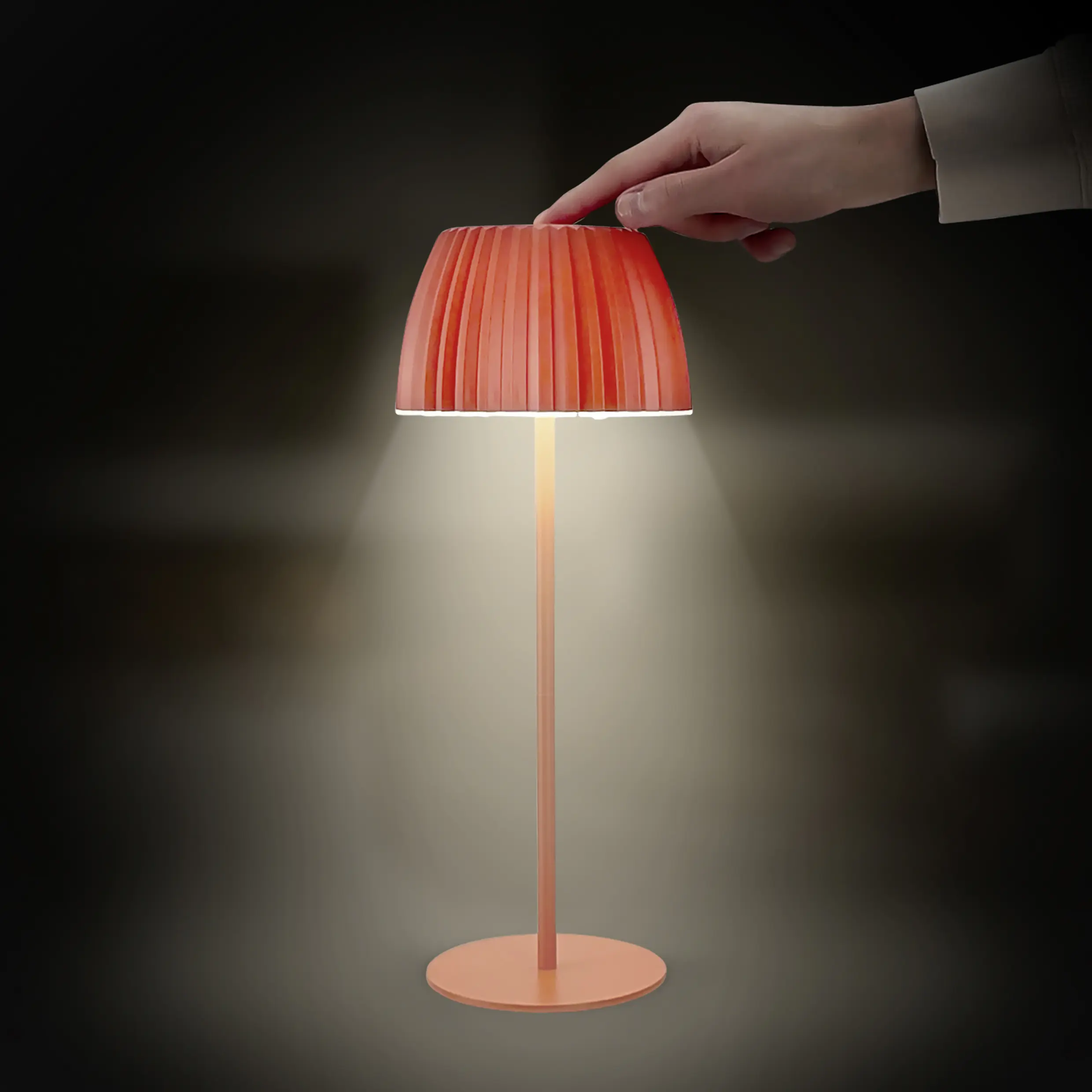 Briloner LED-Tischleuchte Riffle mit Akku orange dimmbar