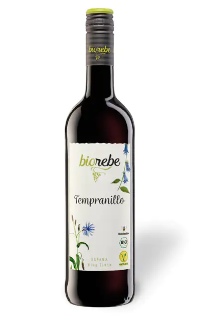 Biorebe Rotwein Tempranillo trocken Spanien 1 x 0,75 L bio/vegan