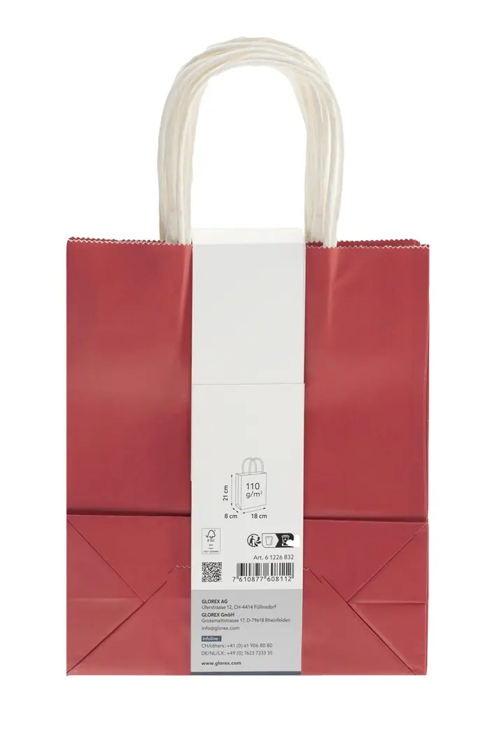 Glorex Papiertragetasche mit Kordelgriff rot 7 Stk. 18 x 21 cm
