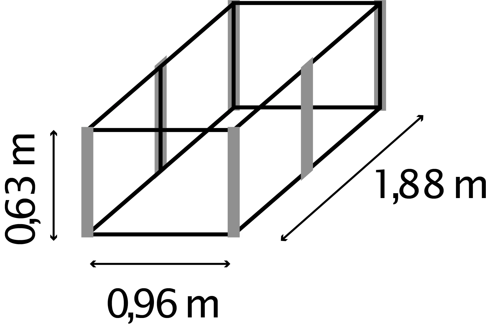 Vitavia Hochbeet Meta 96 x 188 x 63 cm granit aluminium
