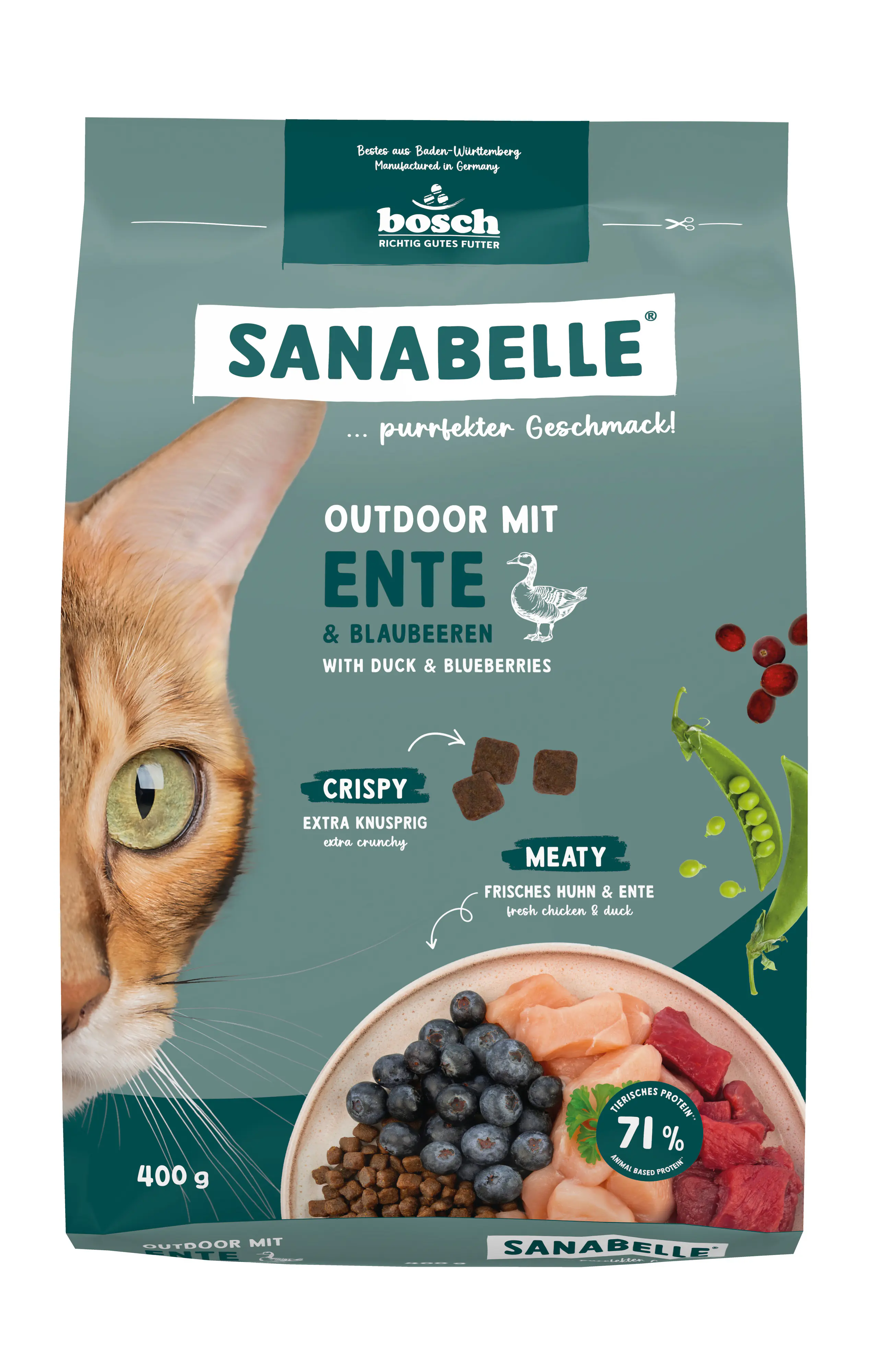 Sanabelle Katzentrockenfutter Adult Outdoor mit Ente & Blaubeeren für Freigängerkatzen 400 g Sanabelle Katzentrockenfutter Adult Outdoor mit Ente & Blaubeeren für Freigängerkatzen 400 g