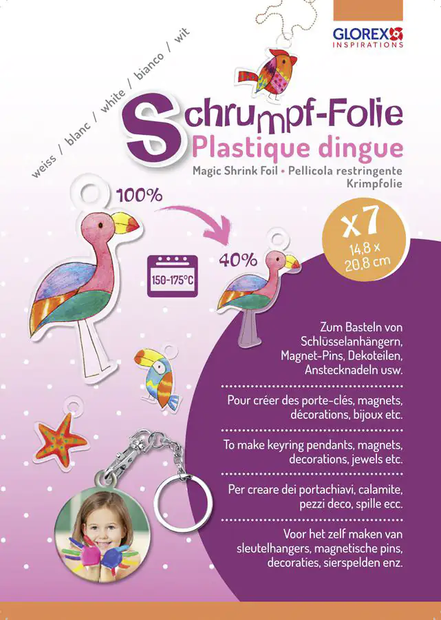 Glorex Schrumpffolie A5 transparent, 7 Bogen