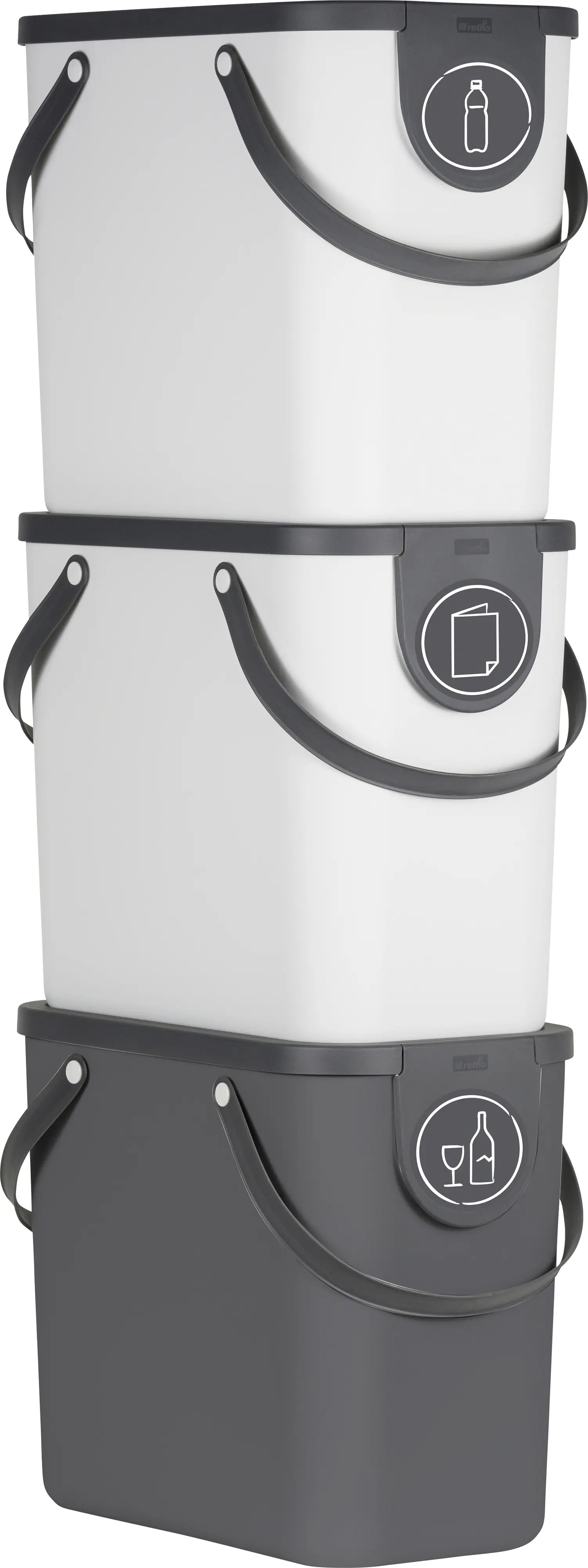 Rotho Mülltrennungssystem Albula 25 L mistletoe white Recyclingbehälter