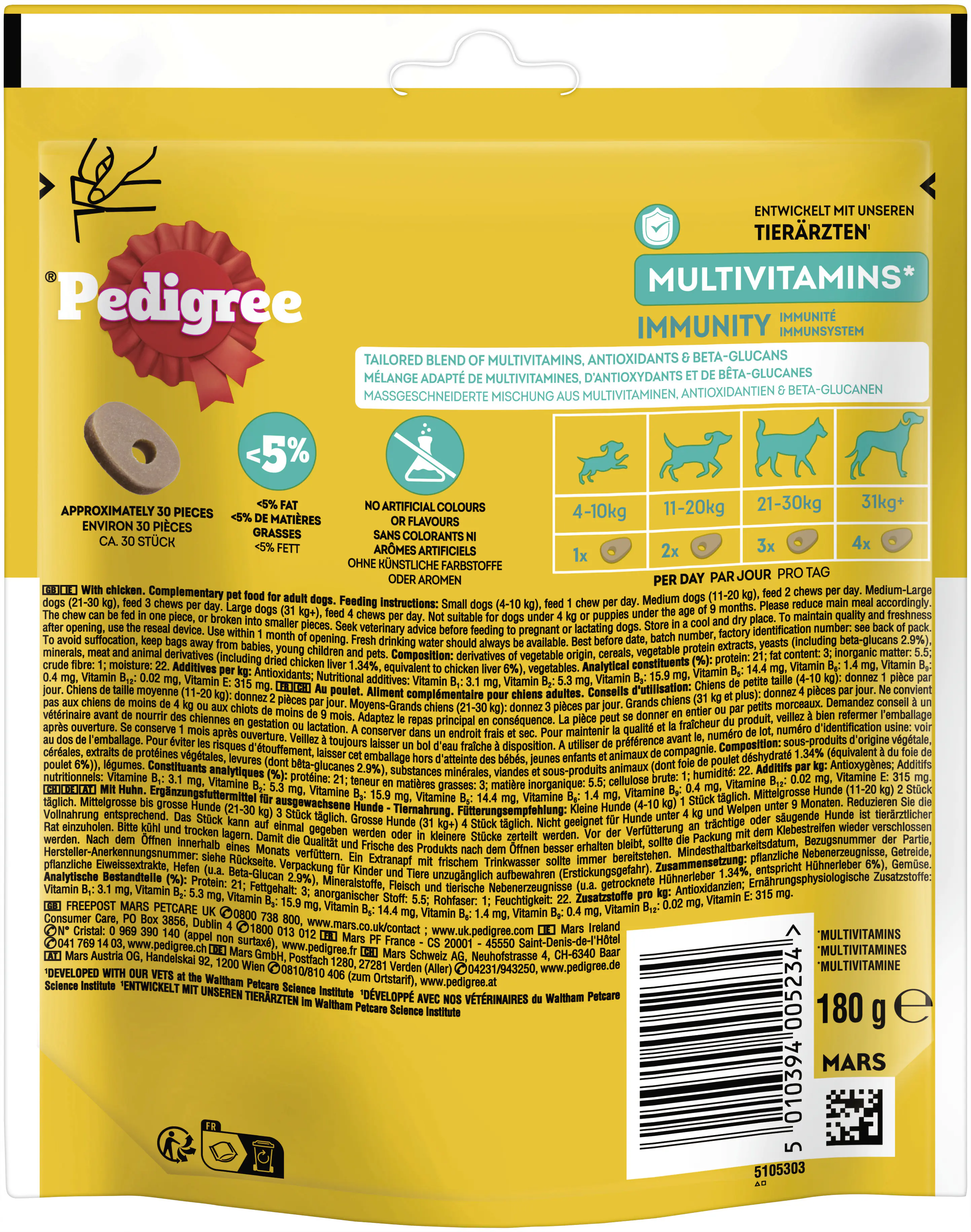 Pedigree Immunity Hundeleckerli 180 g Huhn