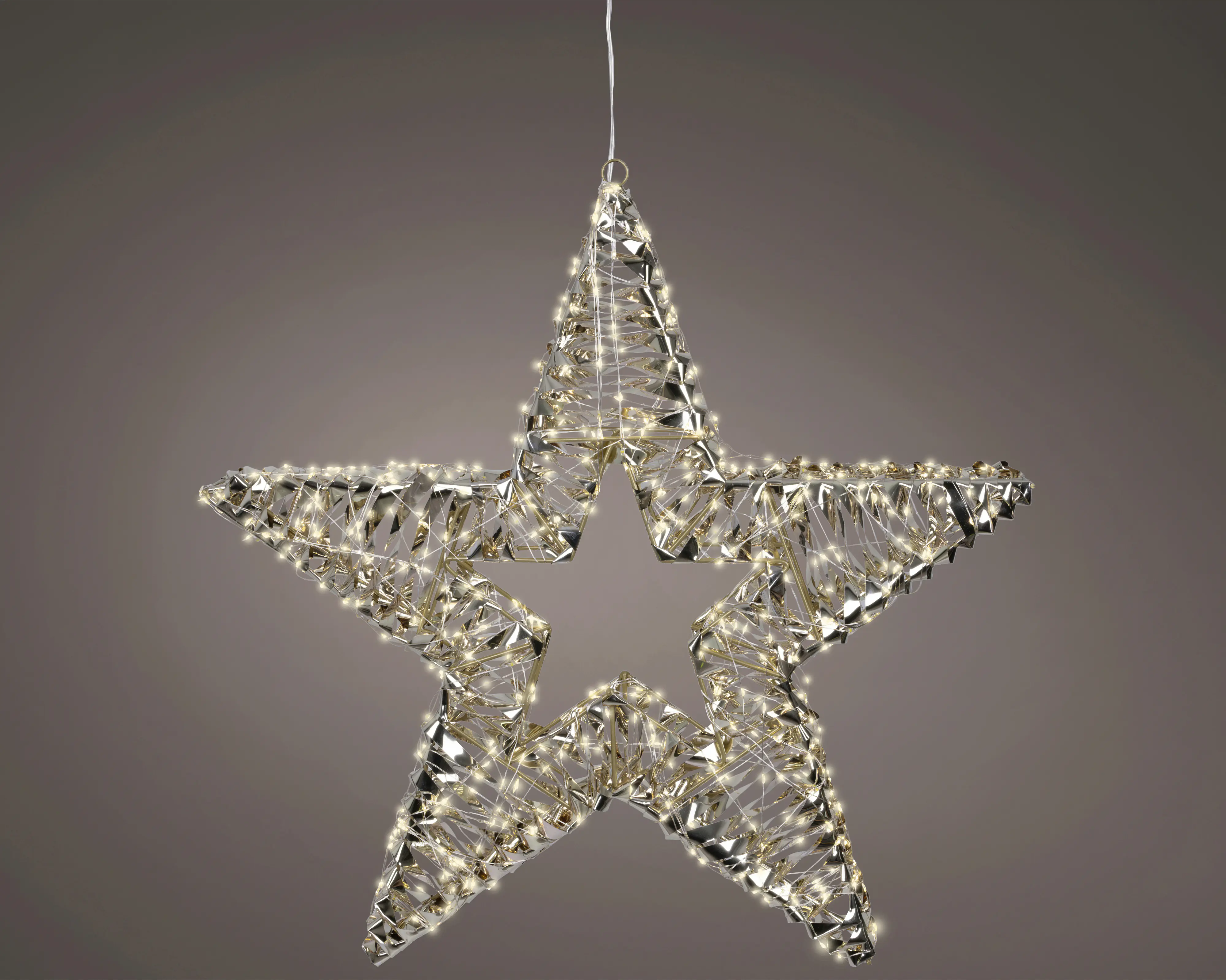 Lumineo LED Stern mit Timer Kunststoff Ø 60 cm warmweiß gold