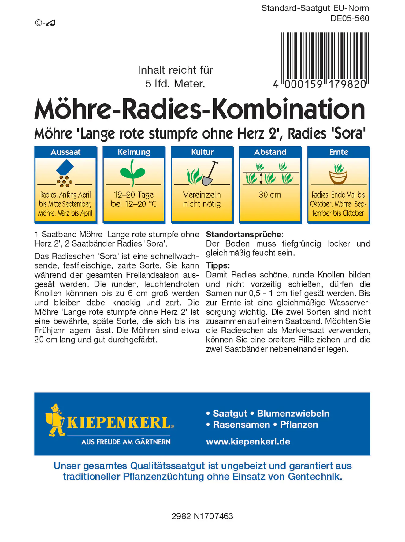 Kiepenkerl Möhre-Radies-Kombination Saatband