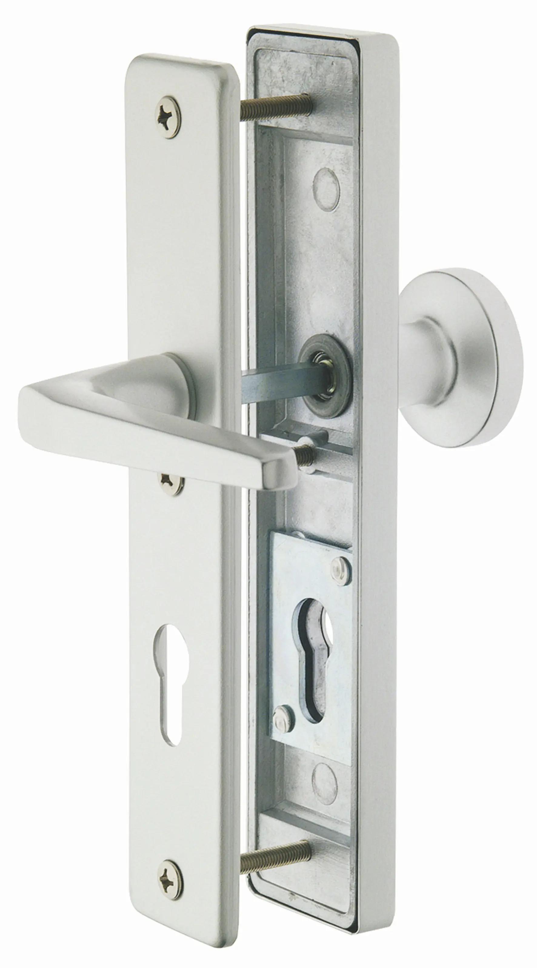 Alpertec Schutzbeschlag Tira Drücker/Knopf Aluminium silber 72 mm