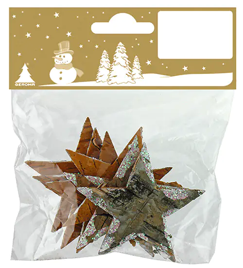 Rindensterne natur /weiß 6,5 cm, 6 Stück