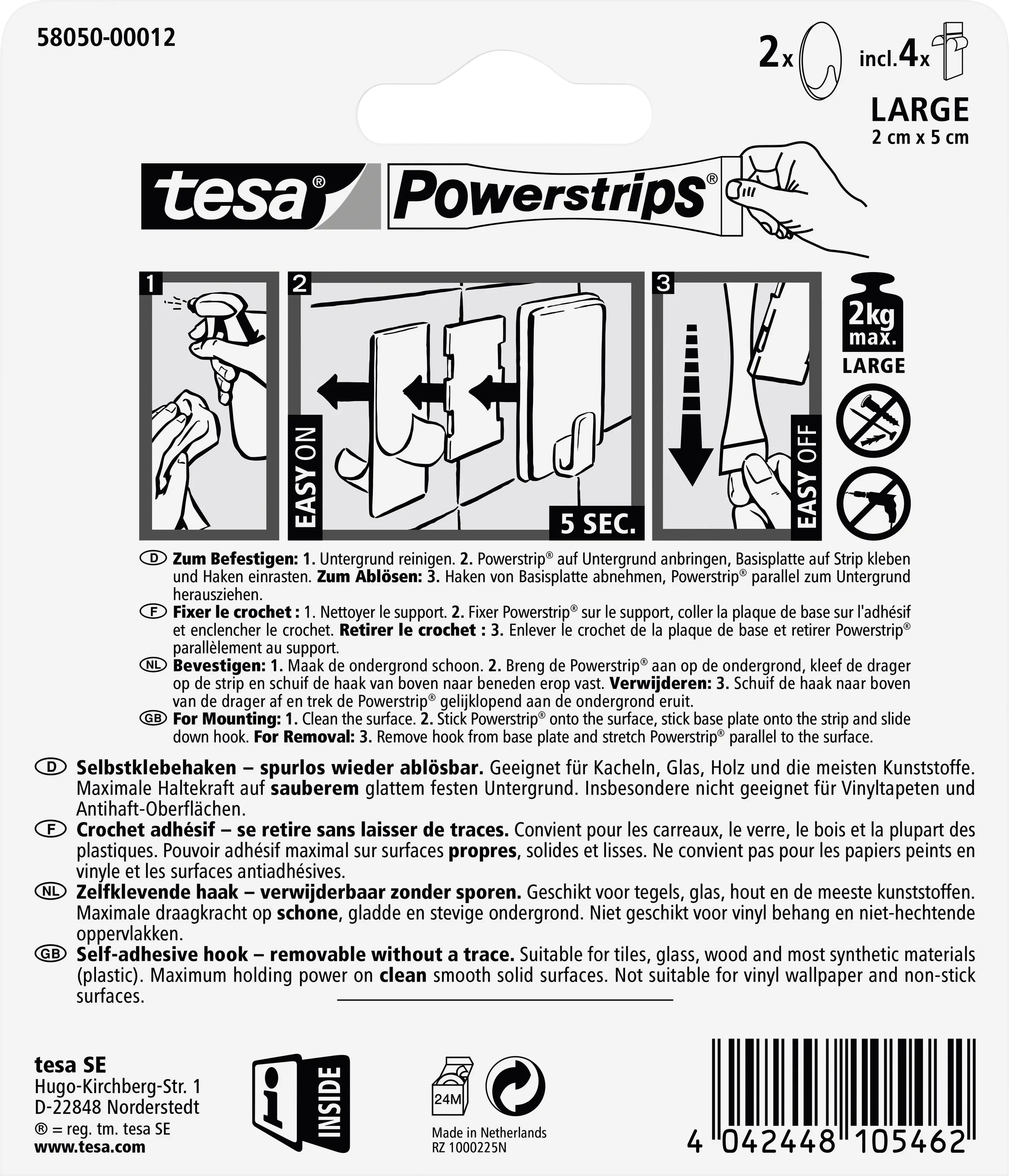 tesa Haken Powerstrip Large oval, chrom