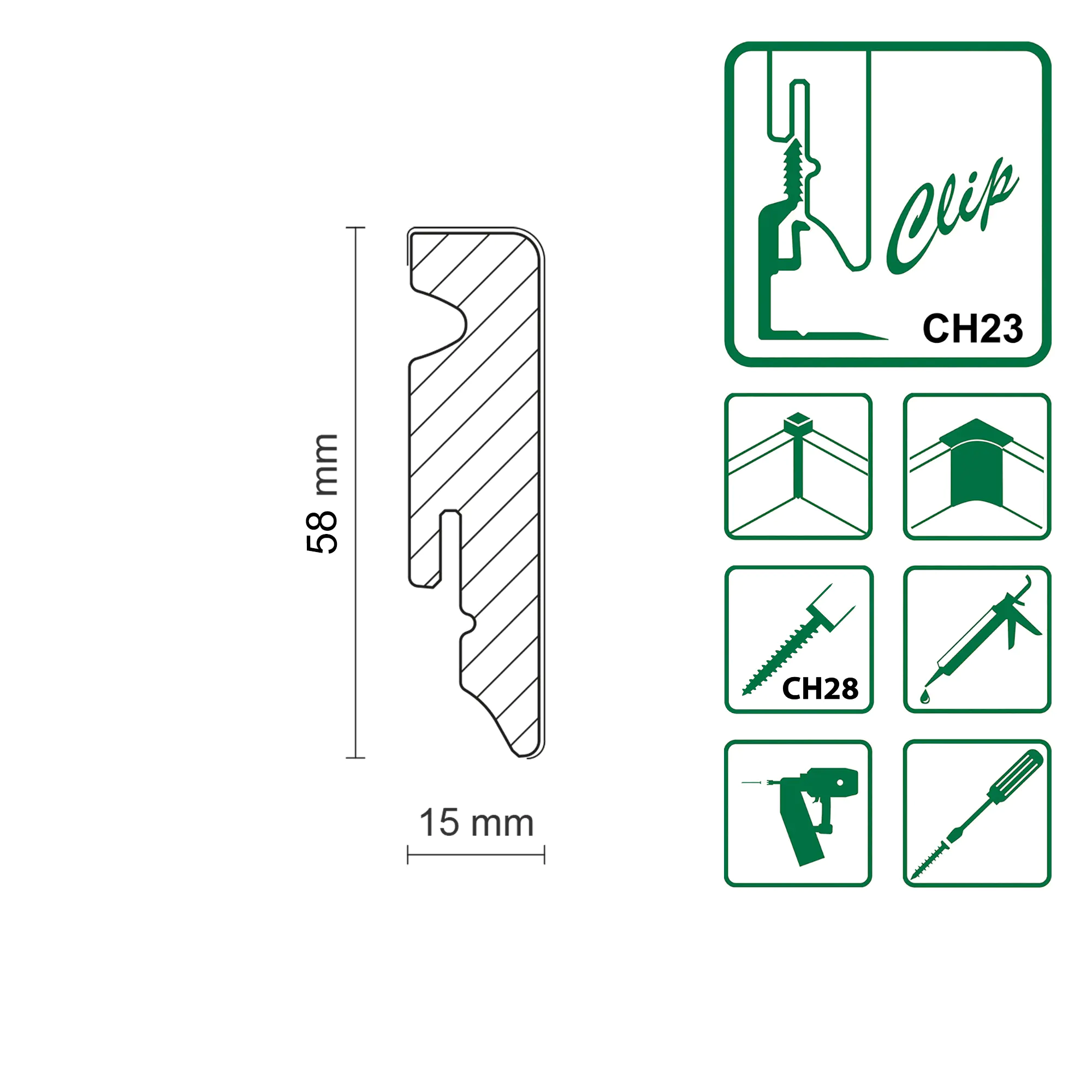 Neuhofer Fußleiste 240 cm x 58 x 19 mm fenstergrau