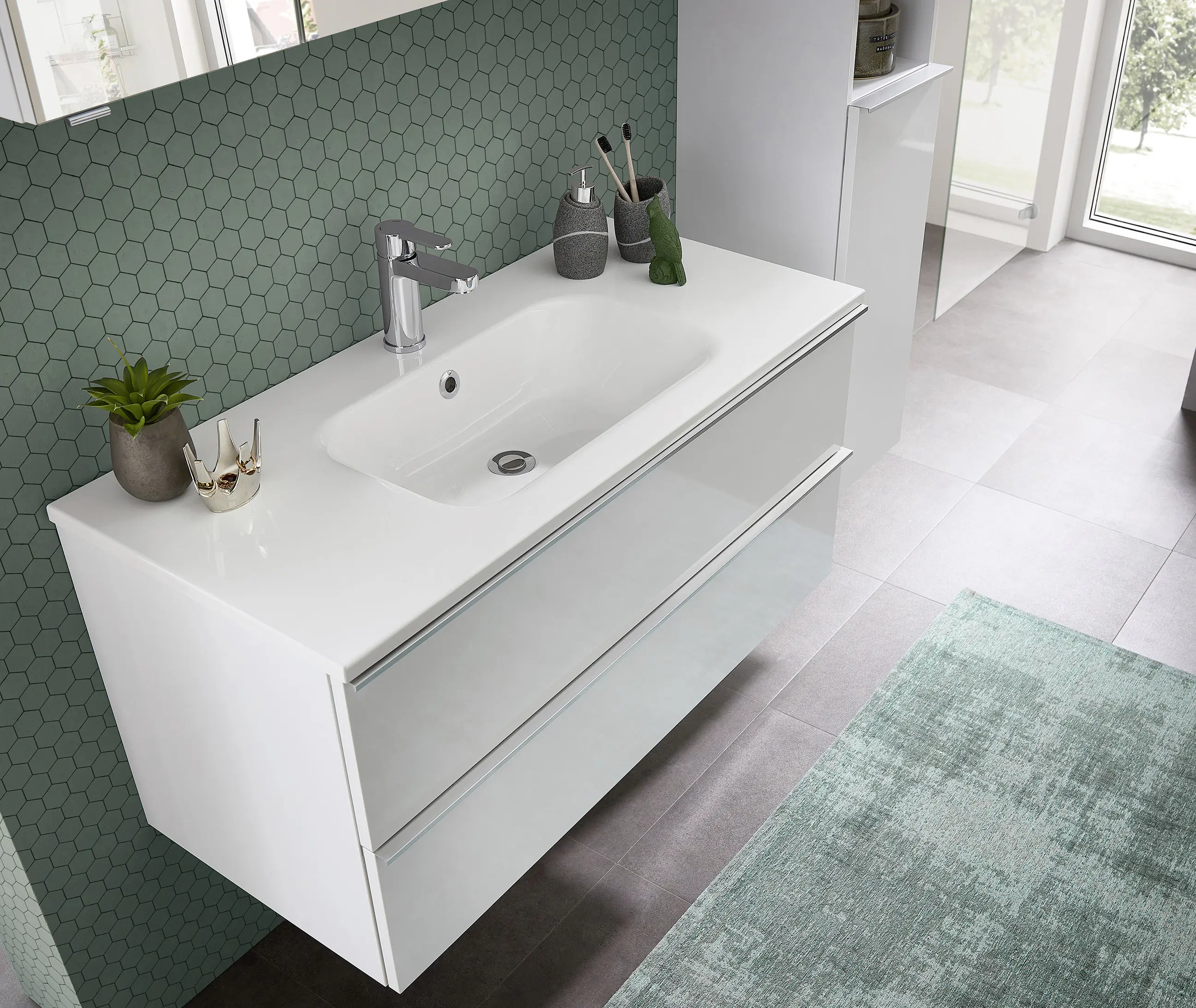 Primaster Mineralguss-Waschbecken 101 cm Düsseldorf weiß