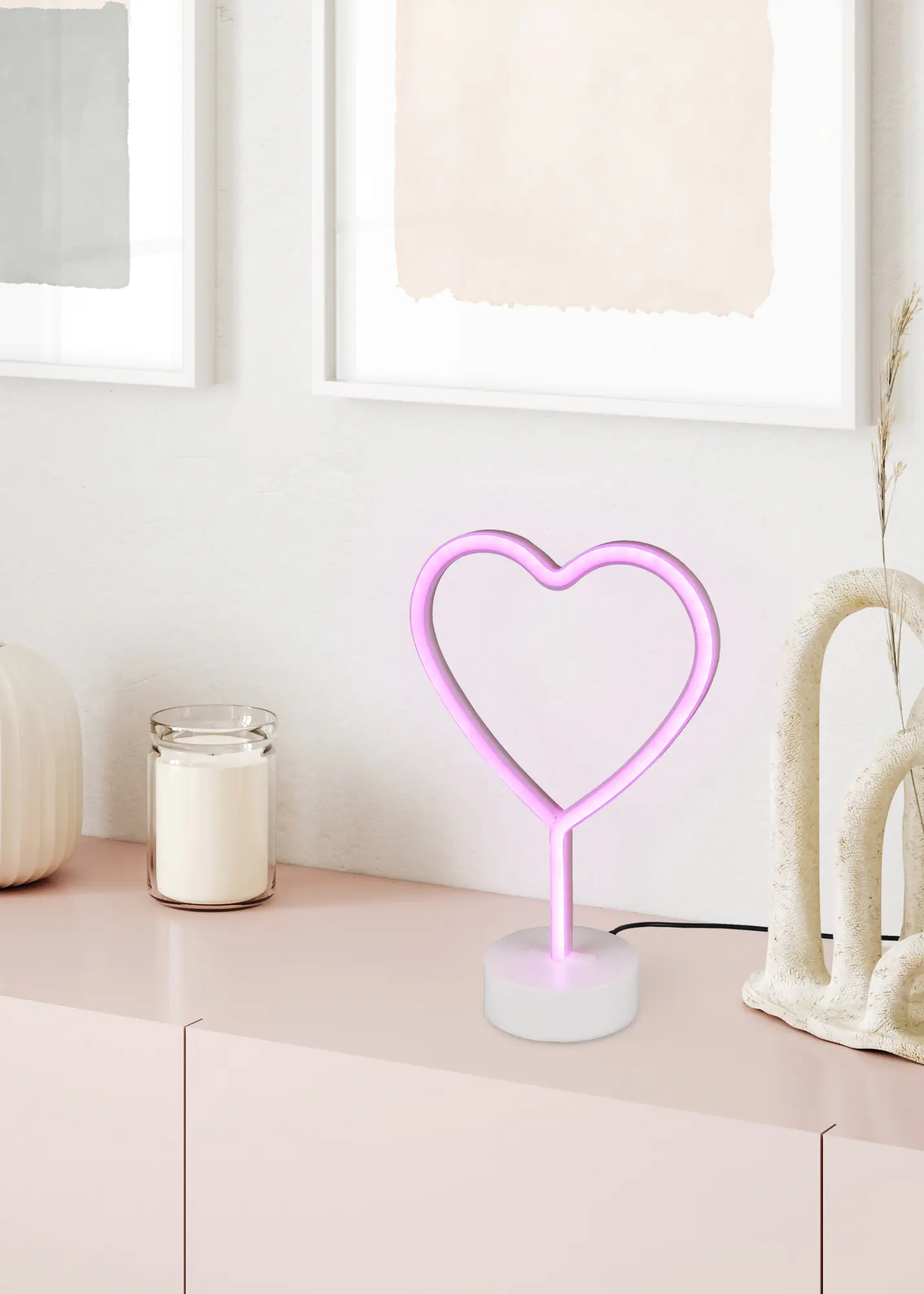 Reality LED Tischleuchte Heart 30 x 20 cm warmweiß rosa