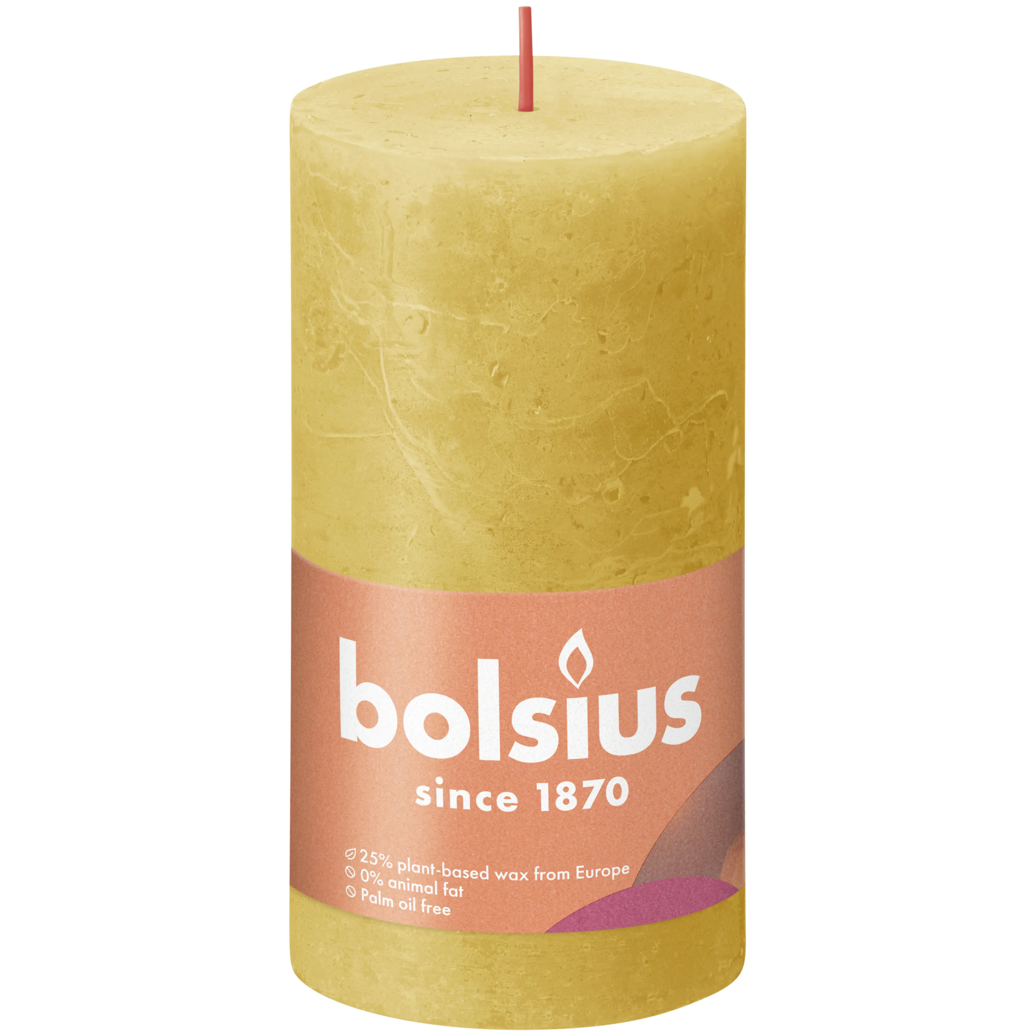 Bolsius Rustik Stumpenkerze honigwabengelb, Höhe: 13 cm, Ø 6,8 cm