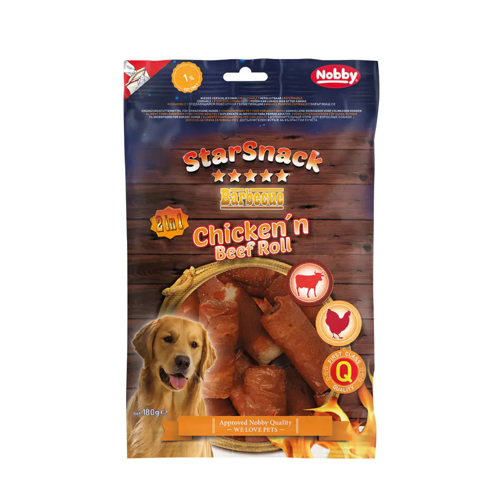 Nobby Hundeleckerli StarSnack Barbecue Chicken and Beef Roll 180 g