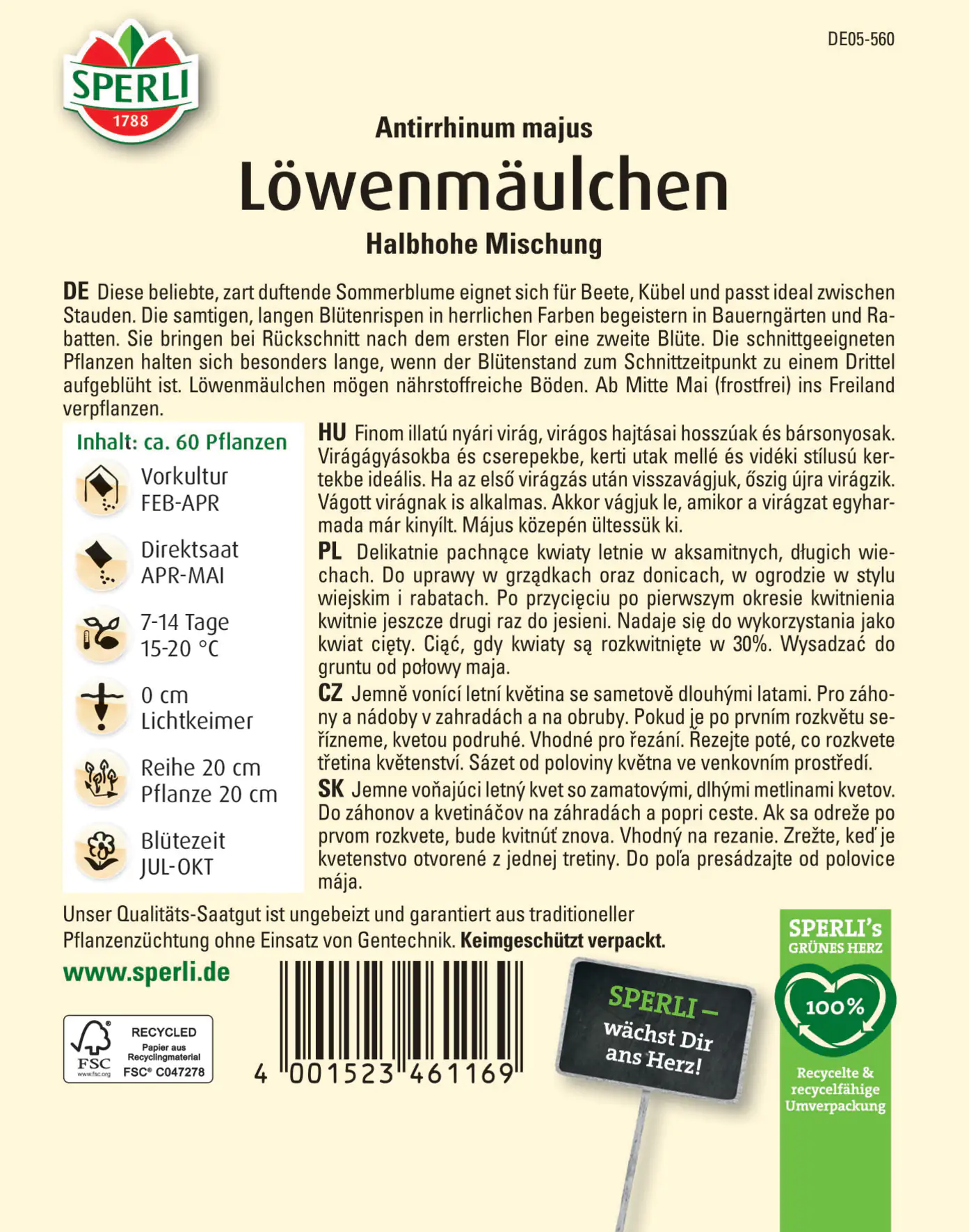 Sperli Löwenmäulchen Halbhohe Mischung