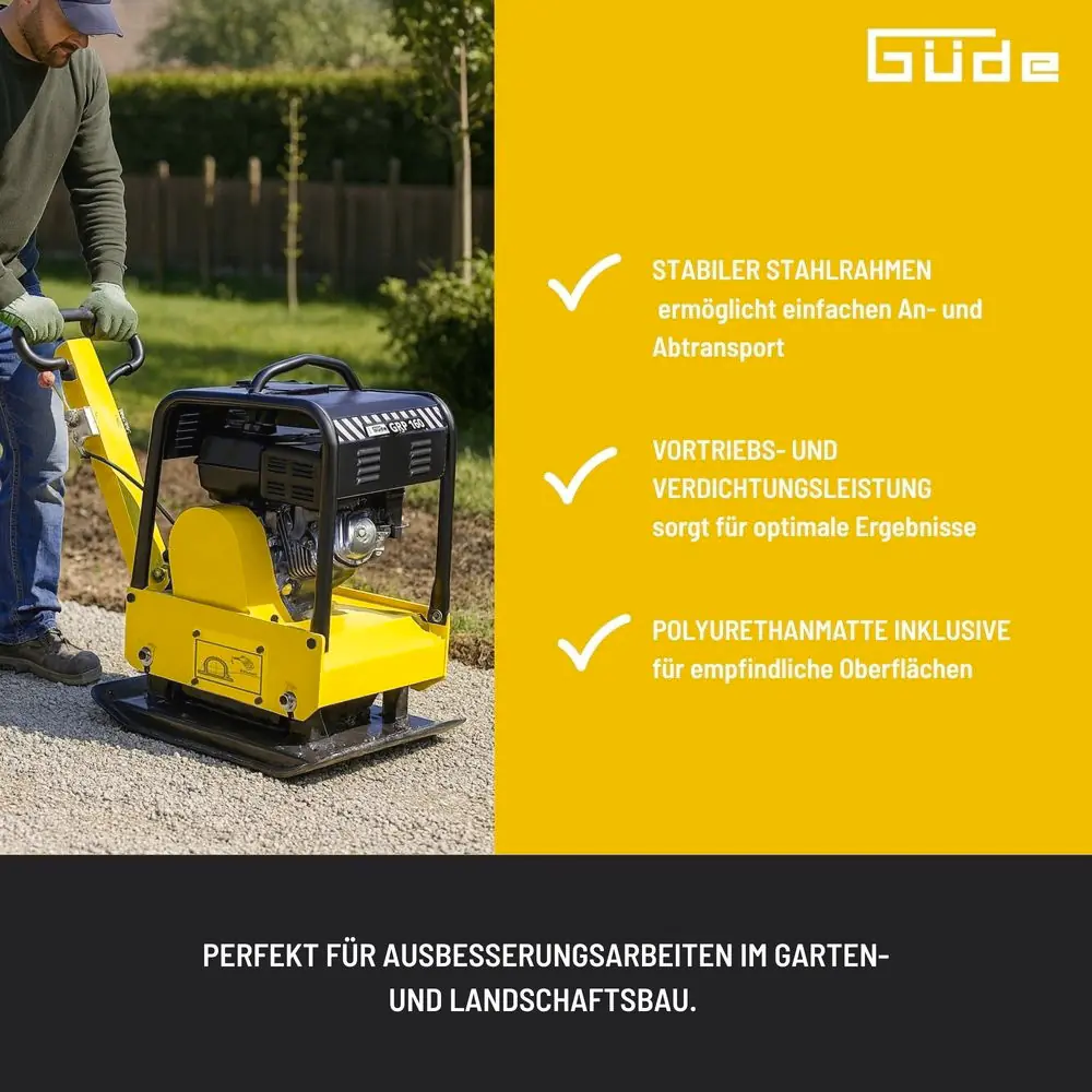 Güde Rüttelplatte GRP 160 4-Takt 6,5 kW 9,0 PS Benzin