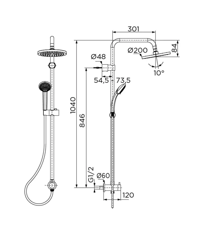 Ideal Standard Kopfbrausesystem Idealjet für nur Unterputzmontage ohne Thermostat