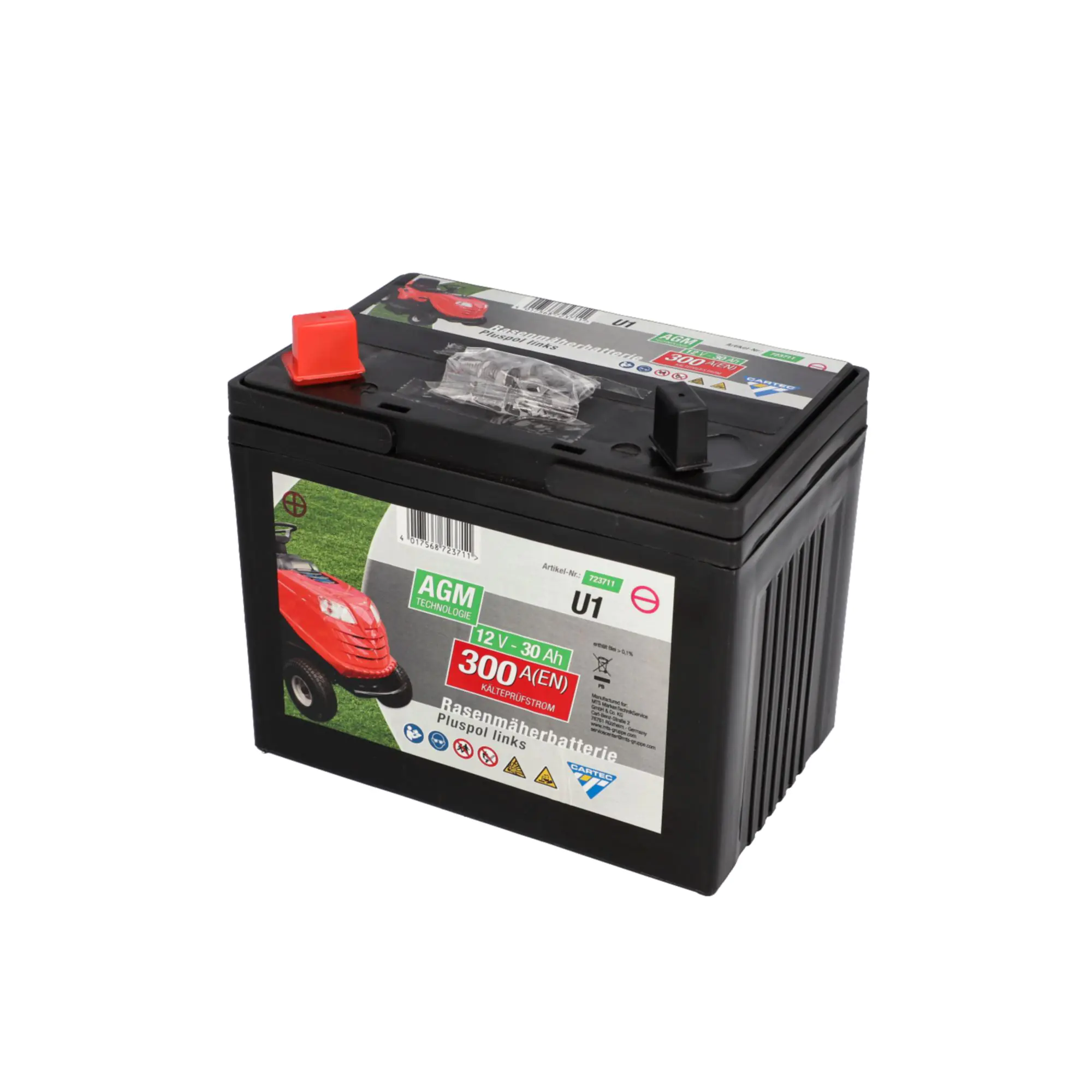 Cartec Rasenmäherbatterie 30Ah/300A +links