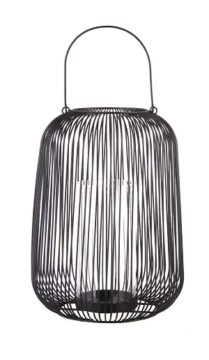 TrendLine Deko Eisen-Glas Windlicht rund Ø31,5 x 22,5 cm schwarz