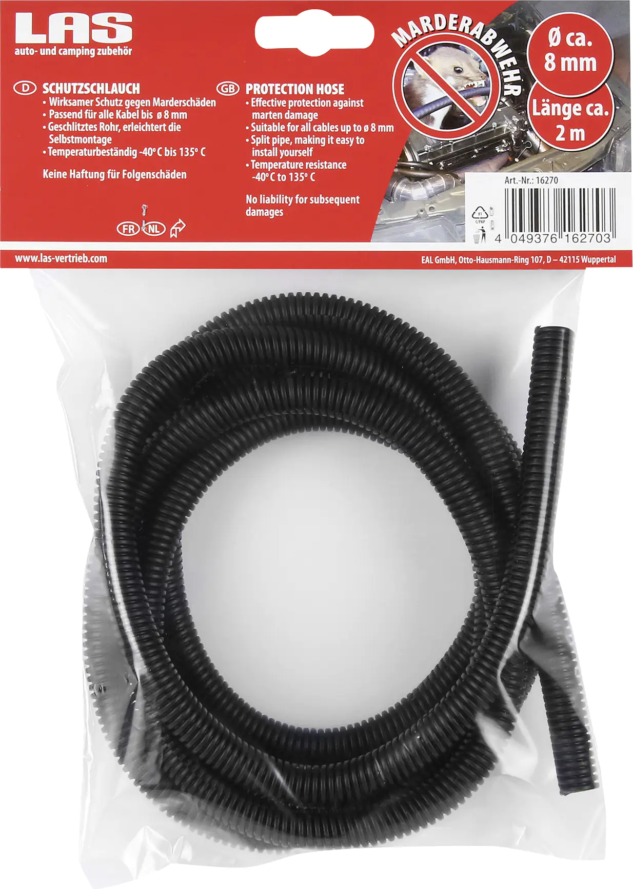 LAS Marderabwehrschutzschlauch innen 8mm