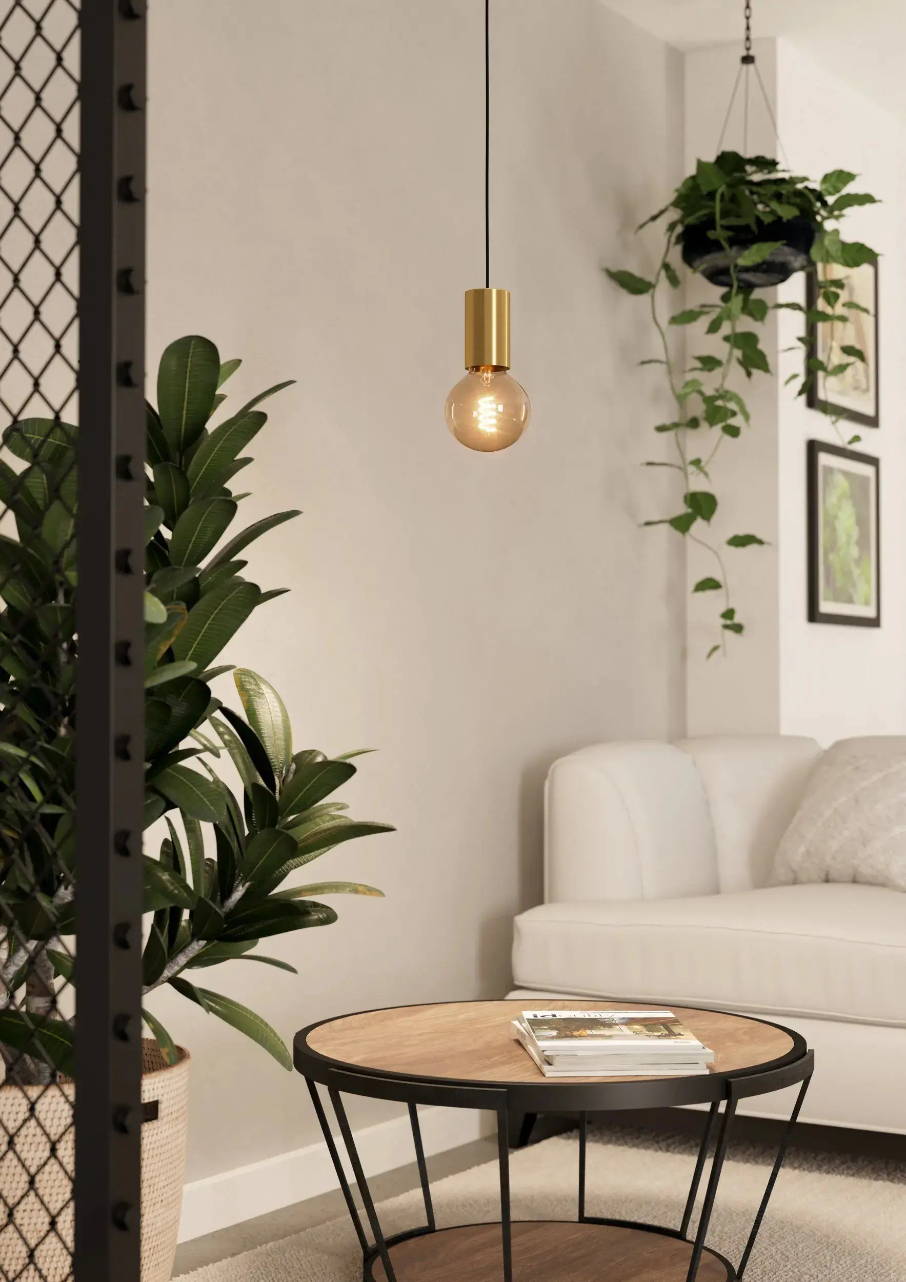 Eglo Hängeleuchte Pozueta 1 messing gebürstet Ø 7 x 110 cm