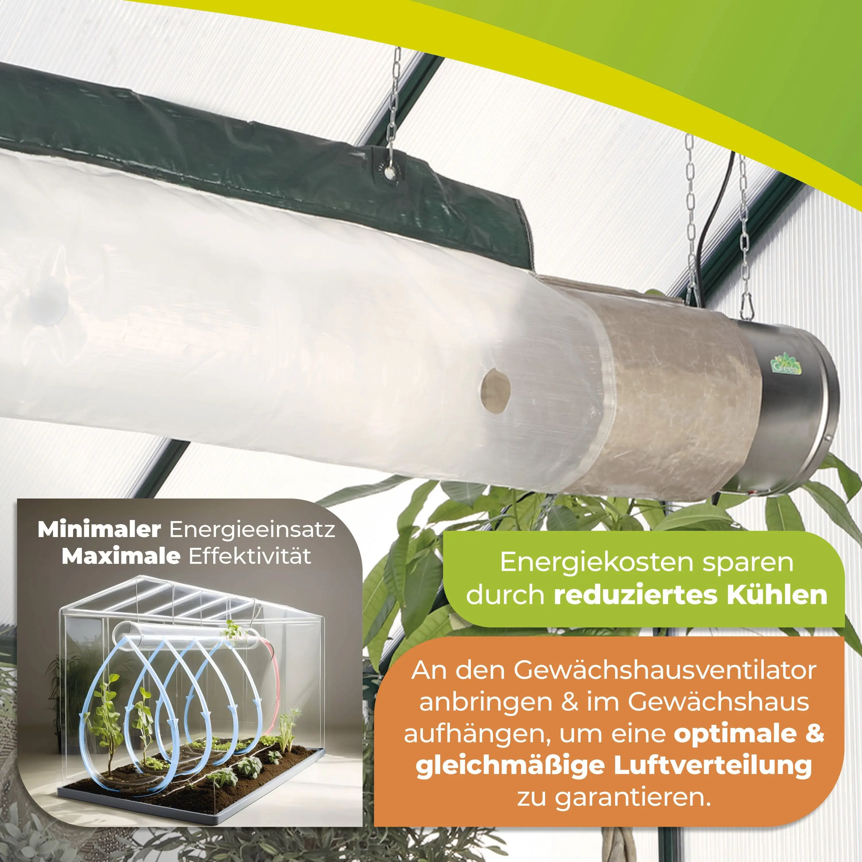 BioGreen Energiesparschlauch für Gewächshausheizung Phoenix transparent Ø 22 x 300 cm