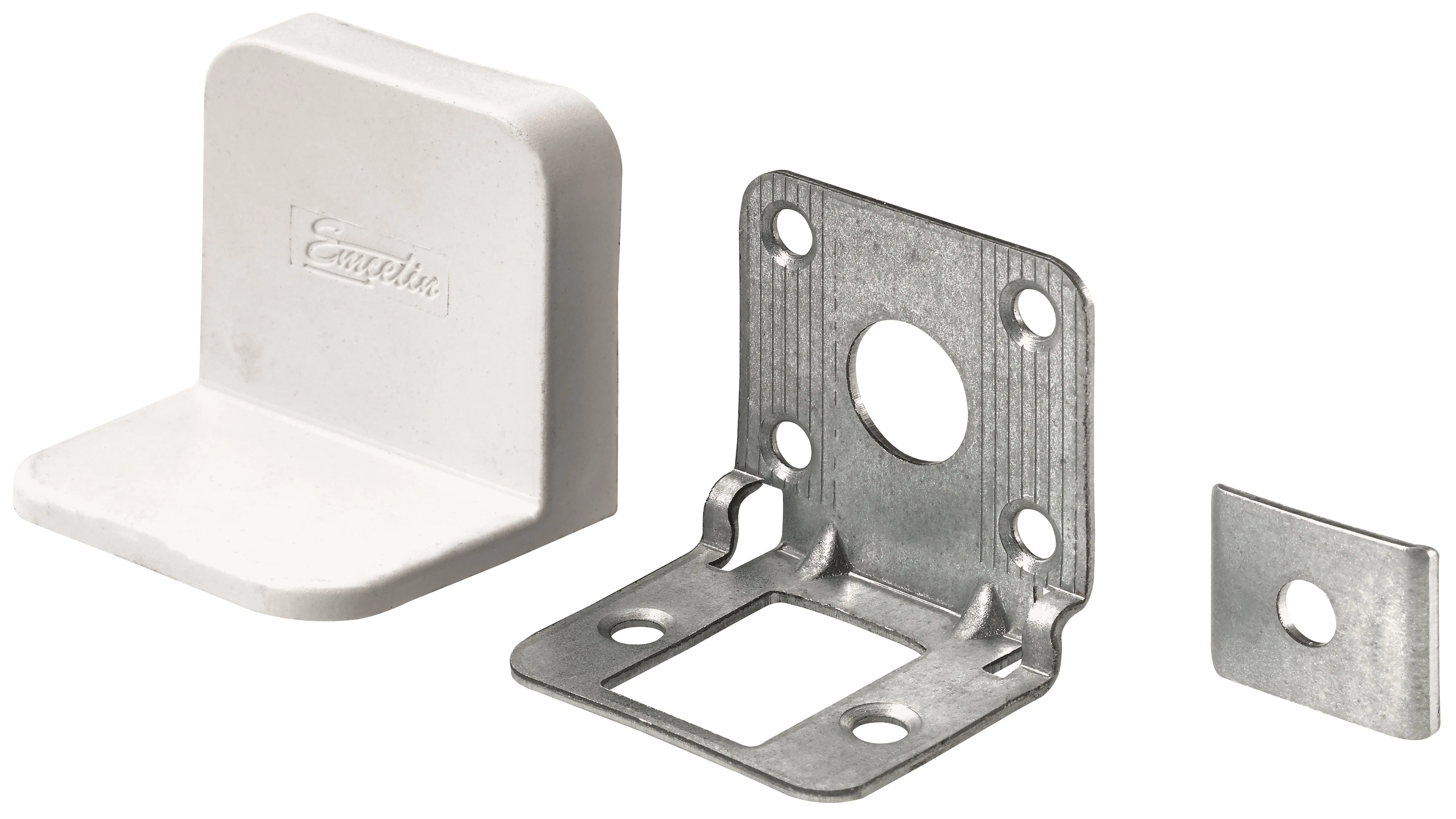 Hettich Schranksicherung mit weißer Abdeckung verzinkt 45 x 35 mm