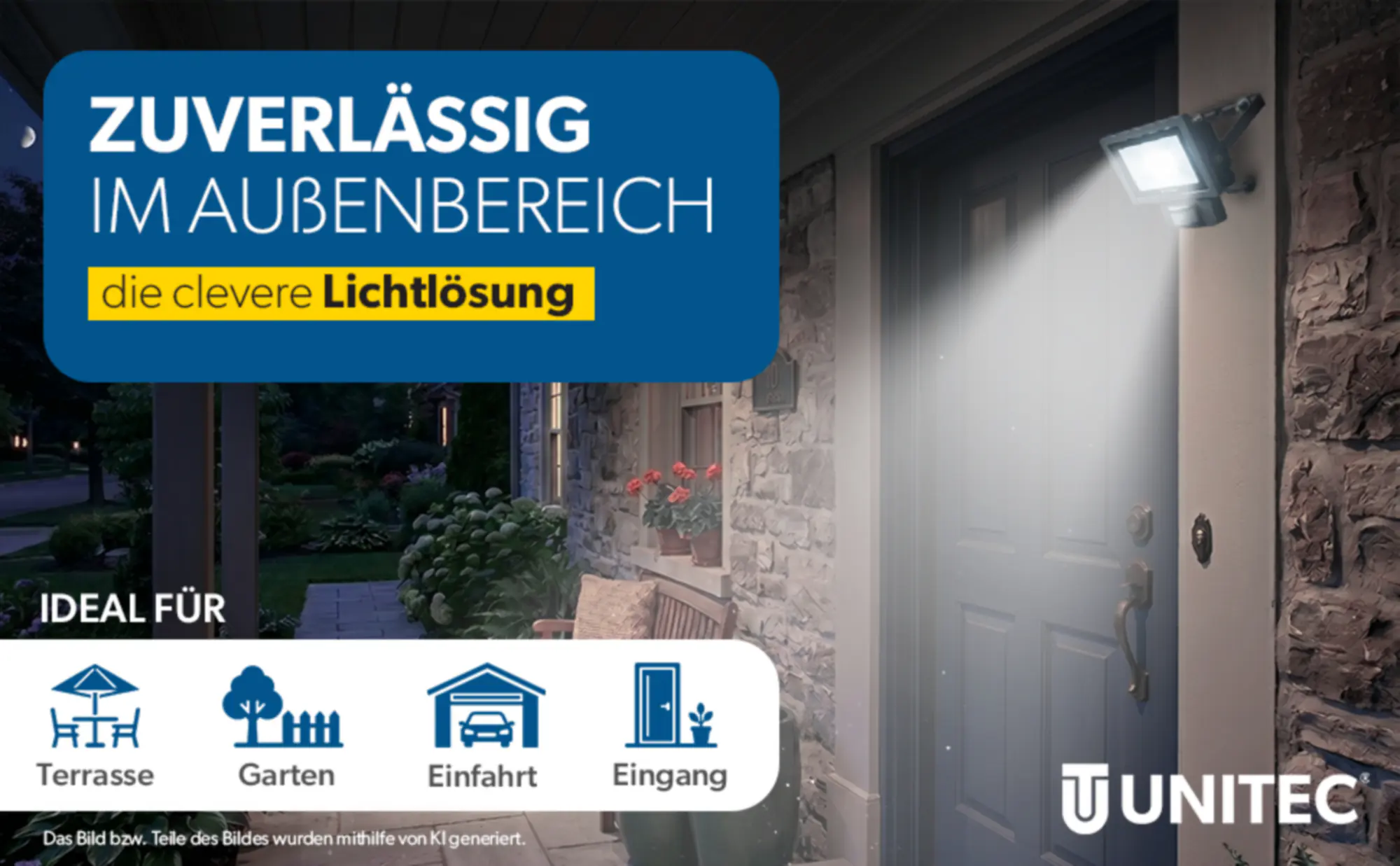 UniTec LED Strahler anthrazit mit Bewegungsmelder 35 W 4250 lm 