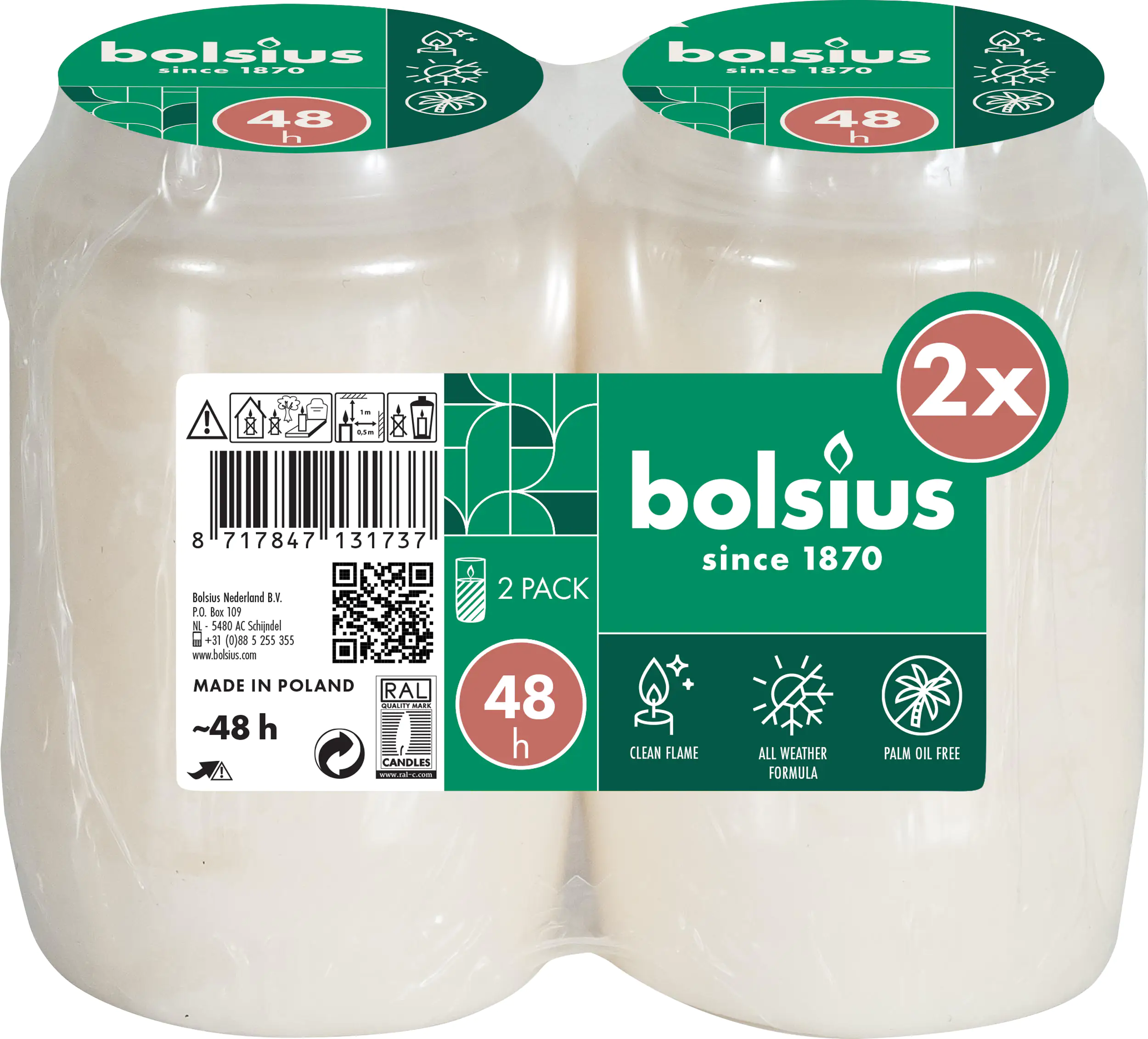 Bolsius Grablicht Nr. 3 weiß 2 Stück