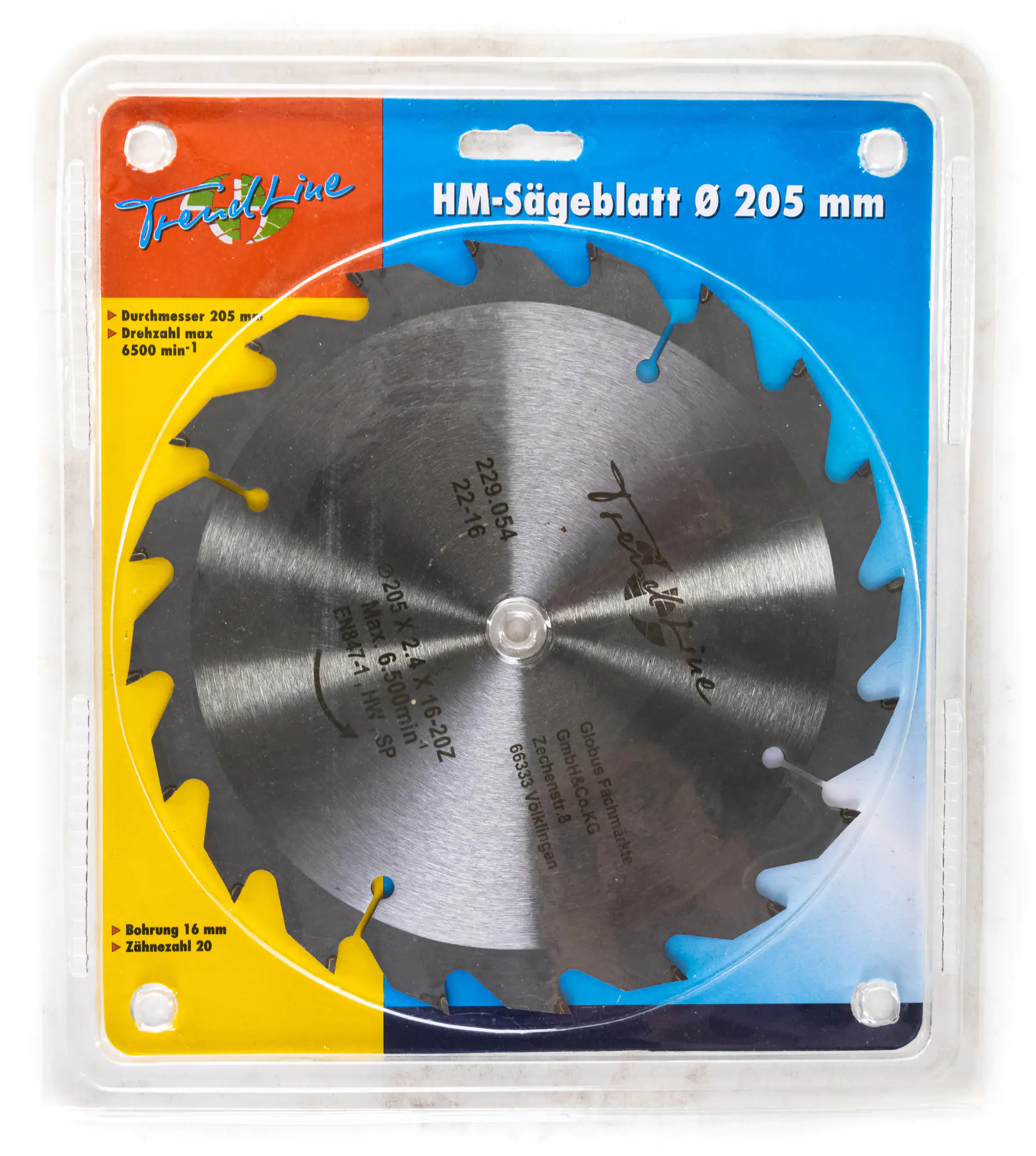 TrendLine HM-Kreissägeblatt Ø 205 mm Bohrung Ø 16 mm TrendLine HM-Kreissägeblatt Ø 205 mm Bohrung Ø 16 mm